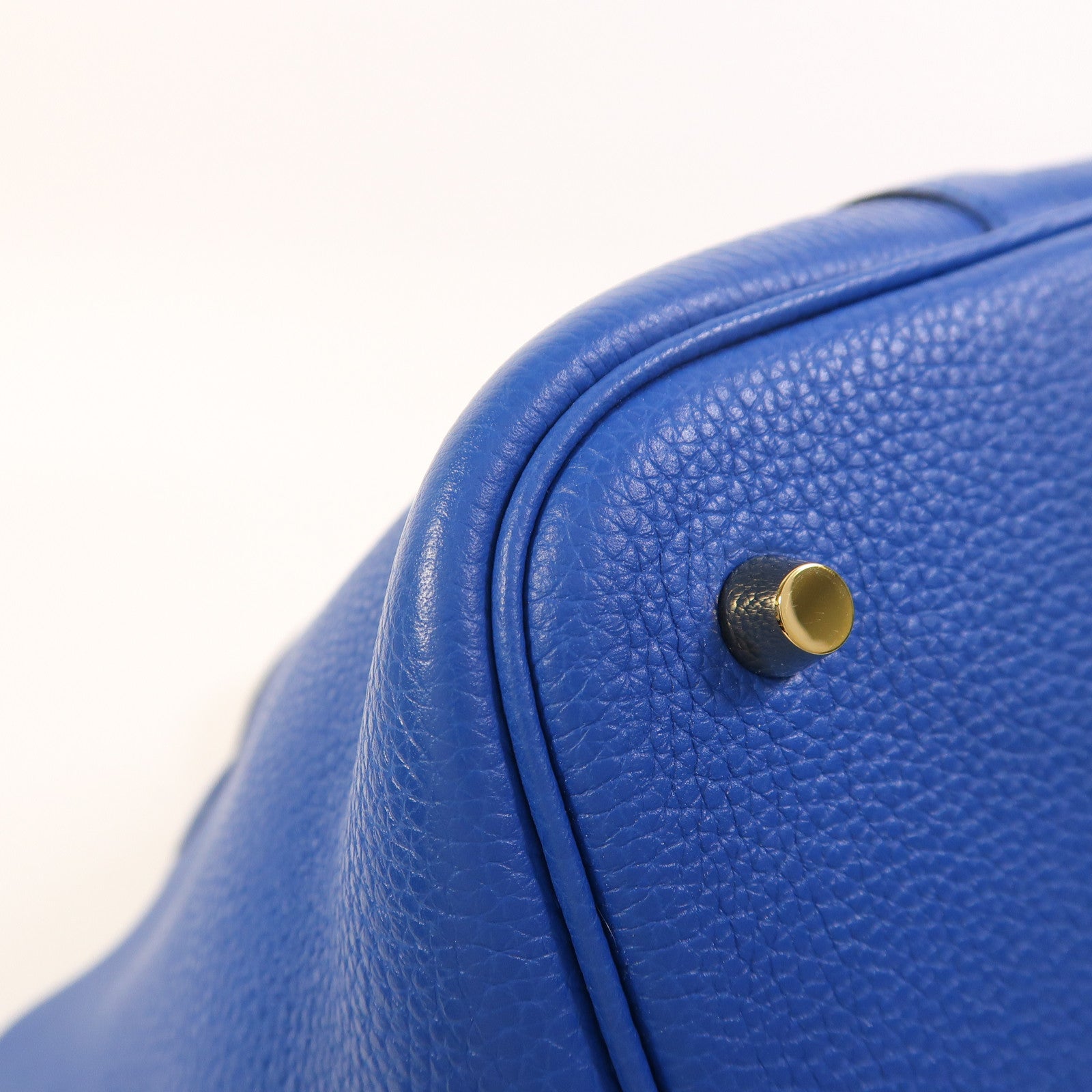 HERMES Clemence皮革Picotin MM金扣手挽袋Bleu France