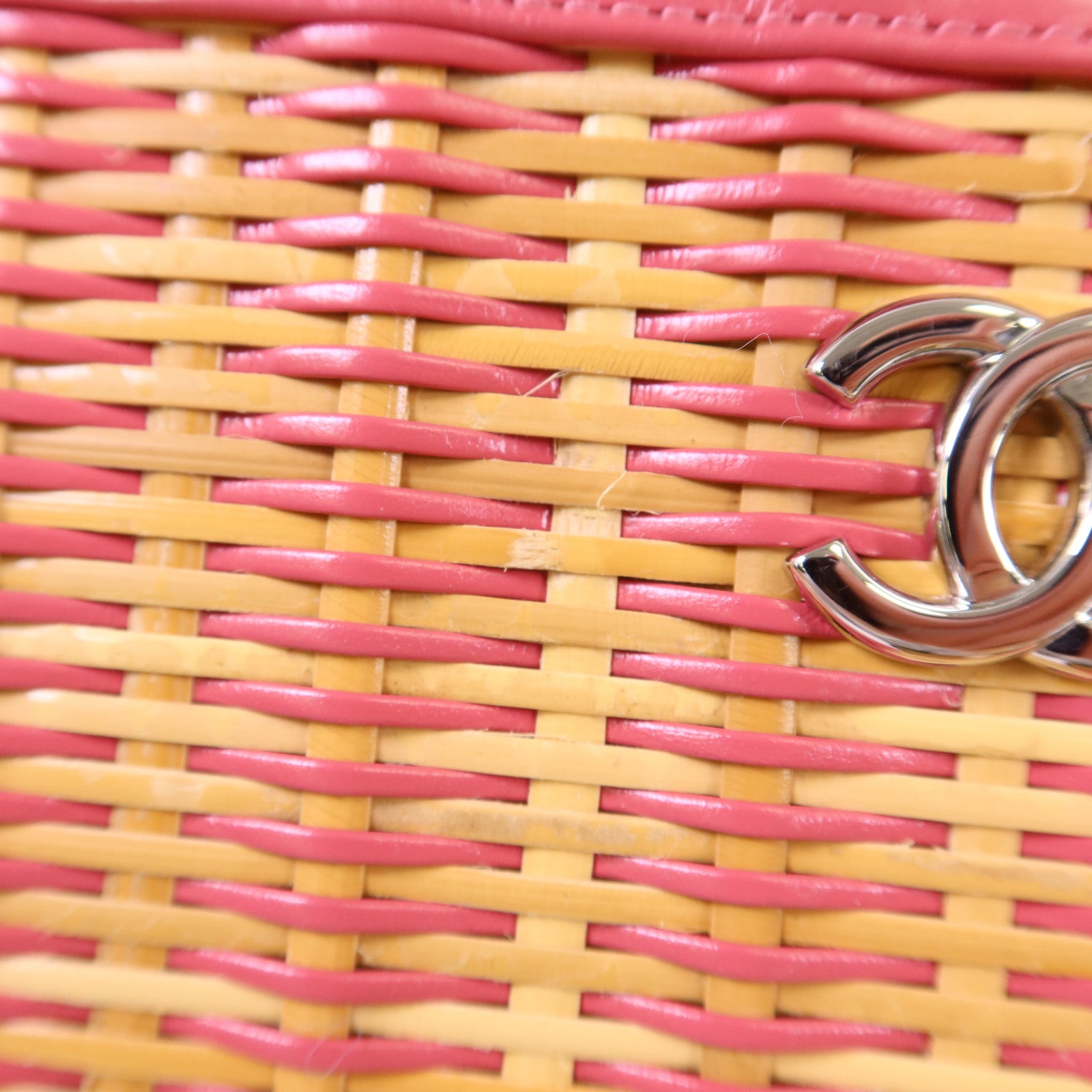 CHANEL 牛皮皮革Wicker Vanity銀扣鏈帶手挽肩背兩用袋