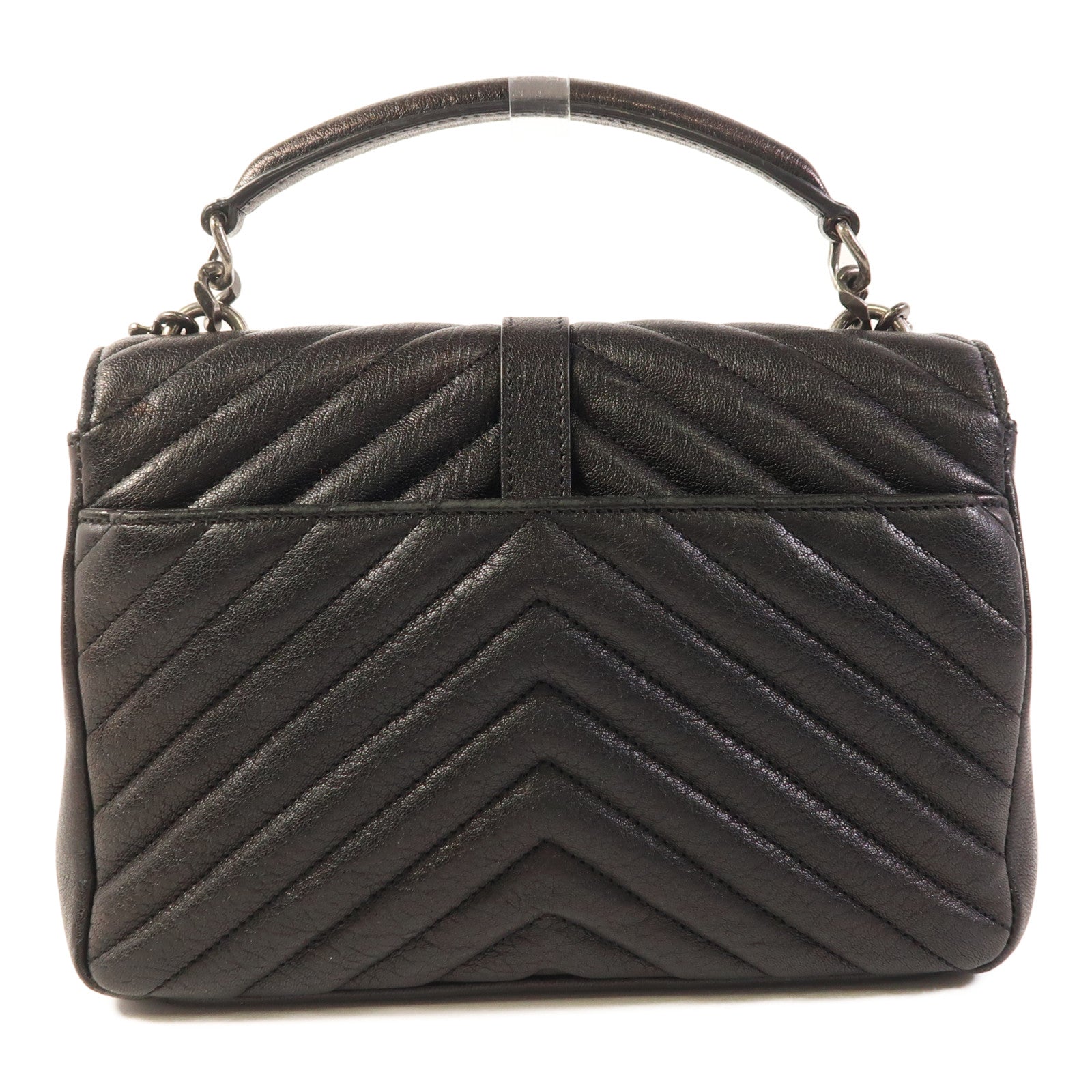 YVES SAINT LAURENT 皮革College Medium銀扣手挽肩背兩用袋