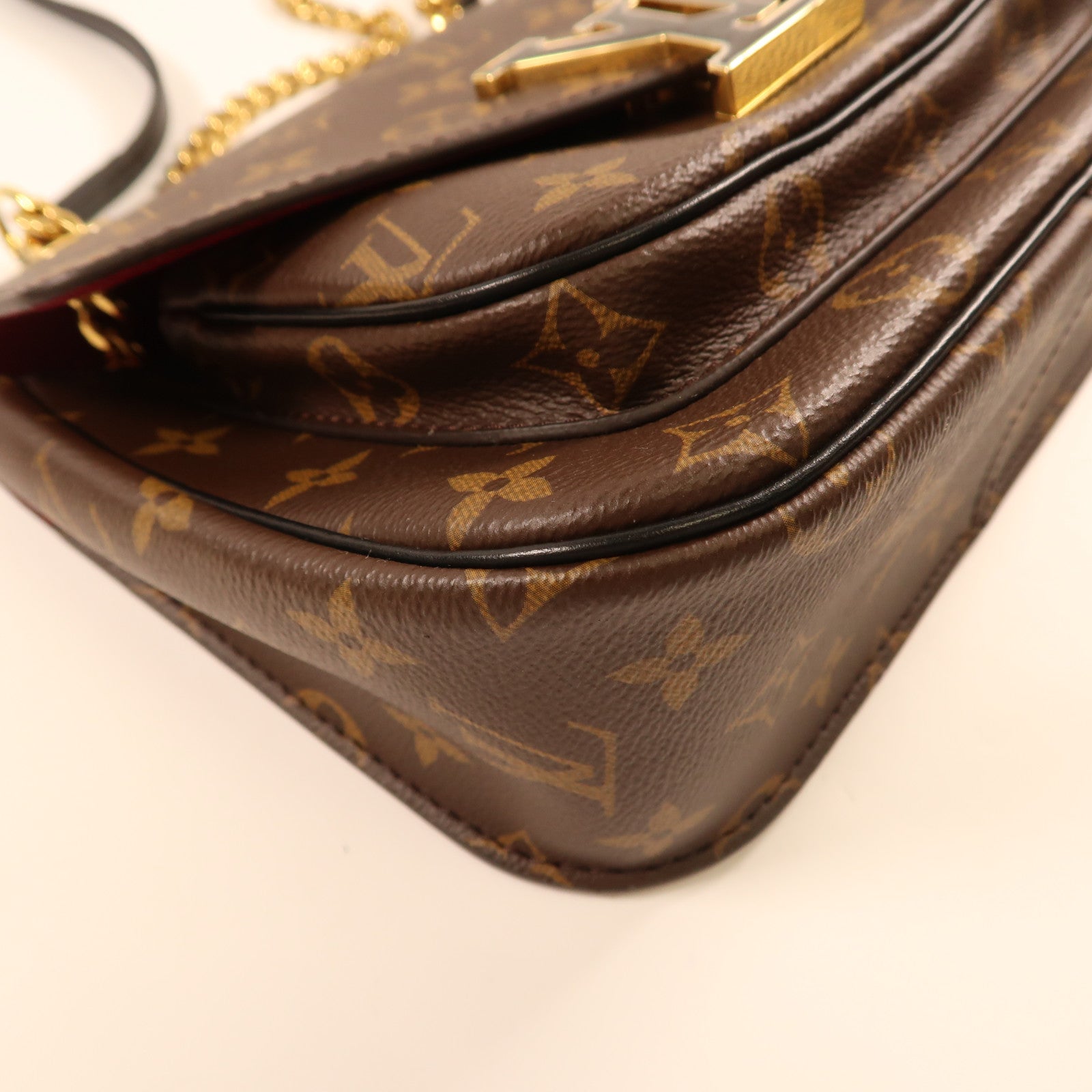 LOUIS VUITTON Monogram Passy金扣鏈帶肩背袋啡色