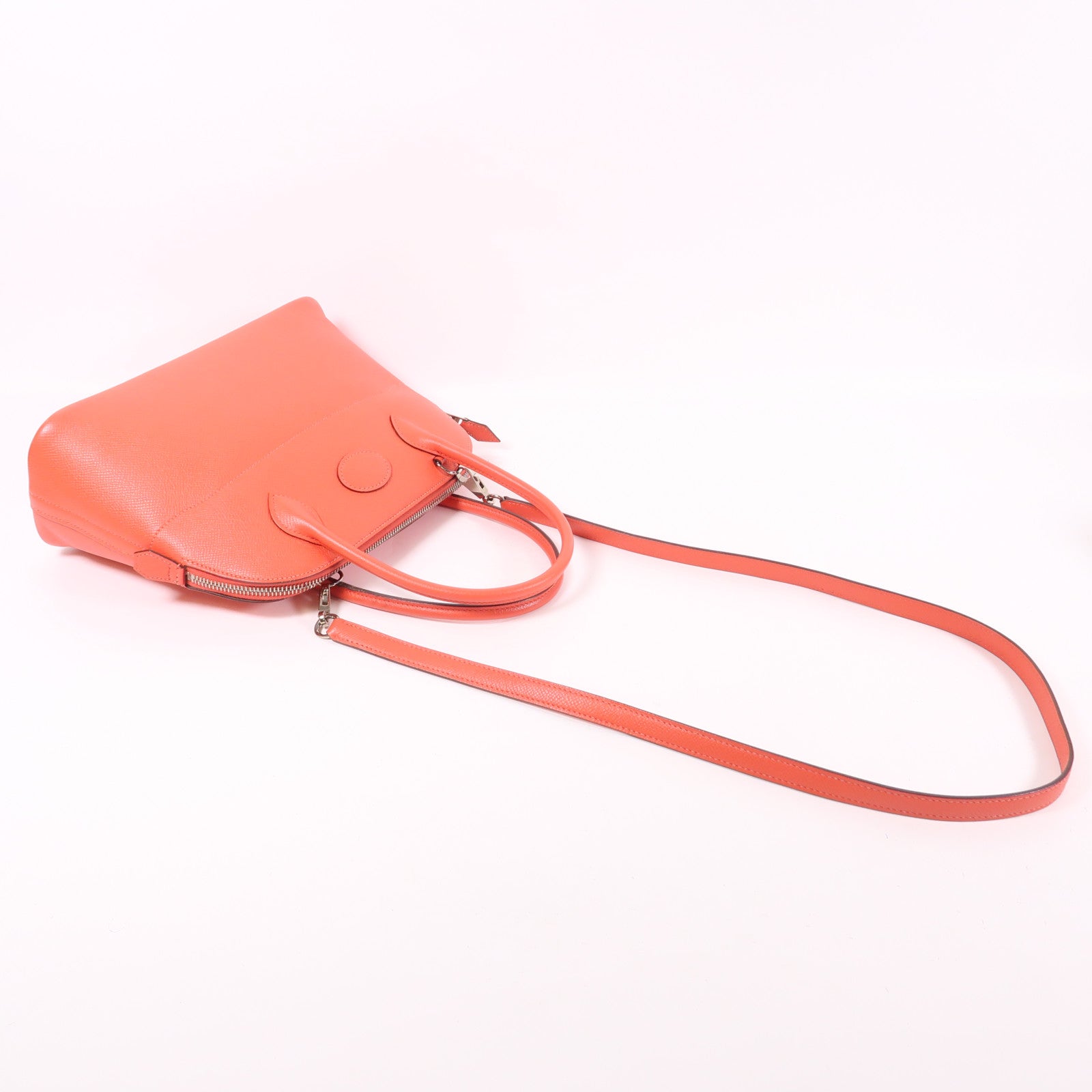 HERMES Epsom皮革Bolide 27銀扣手挽肩背兩用袋Rose Jaipur