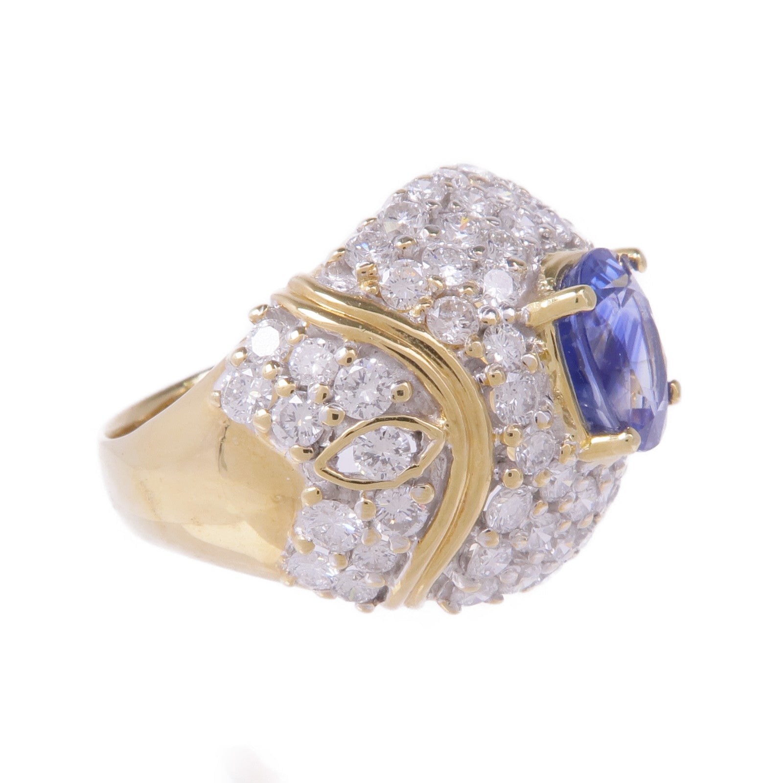 JEWELRY 【激減優惠】18K黃金Sapphire Diamond Ring藍寶石/鑽石戒指US#7