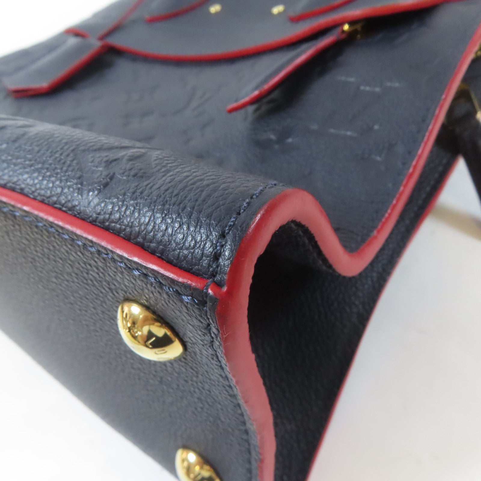LOUIS VUITTON Monogram Empreinte Pont Neuf MM金扣手挽肩背兩用袋深藍色