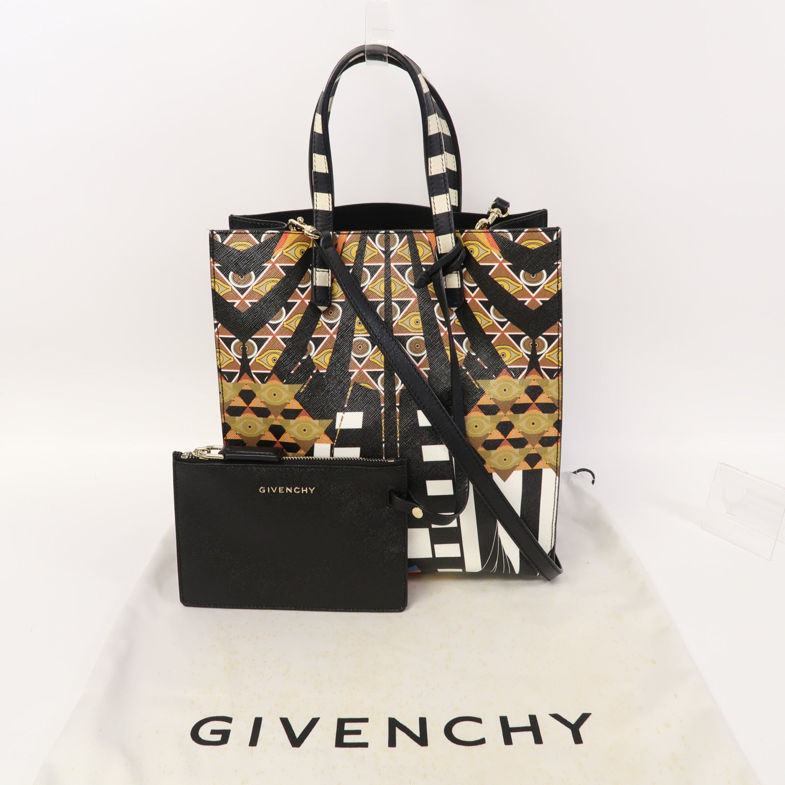 GIVENCHY 【激減優惠】塗層帆布Stargate Egyptian Tote Bag金扣手挽肩背兩用袋黑色/啡色