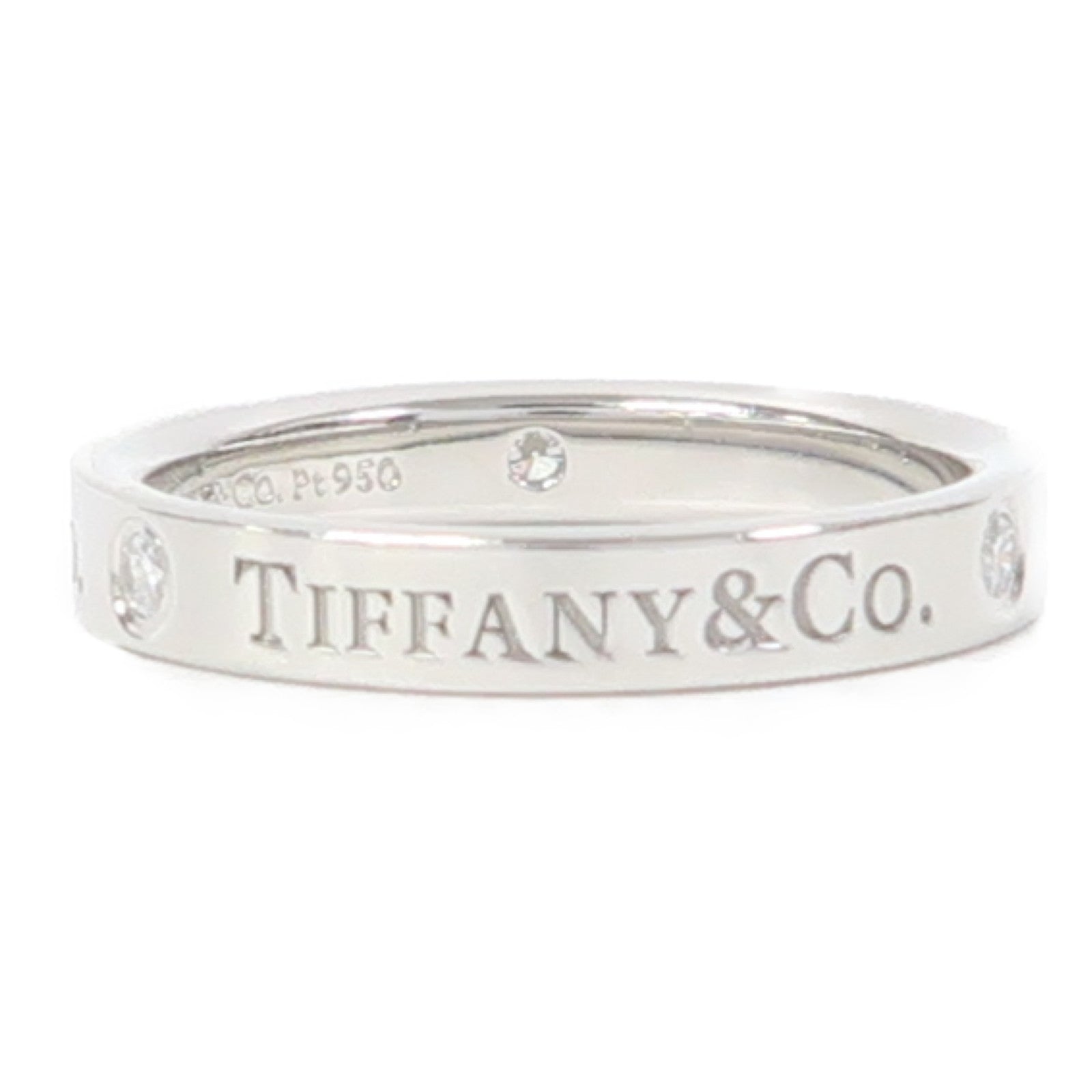TIFFANY＆CO PT950鉑金Band Ring 3 Diamond戒指US#5.5