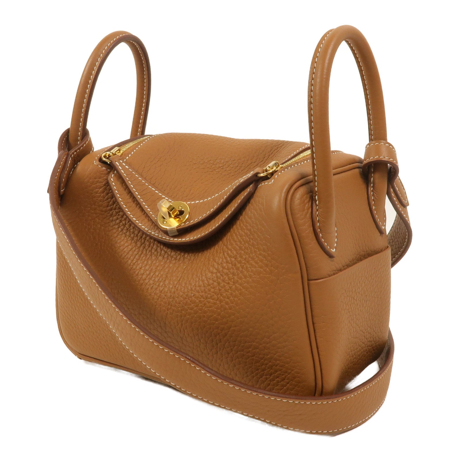 HERMES Clemence皮革Mini Lindy金扣手挽肩背兩用袋