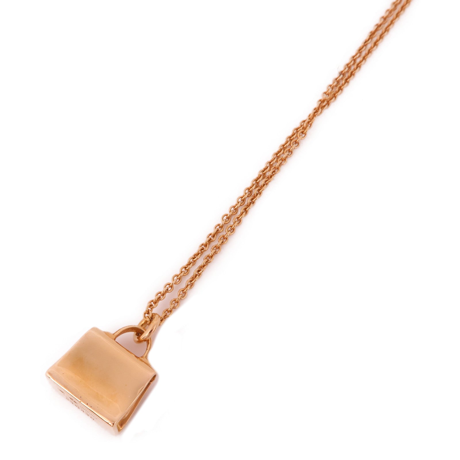 HERMES Kelly Amulettes Pendant Diamond Necklace 18K Rose Gold