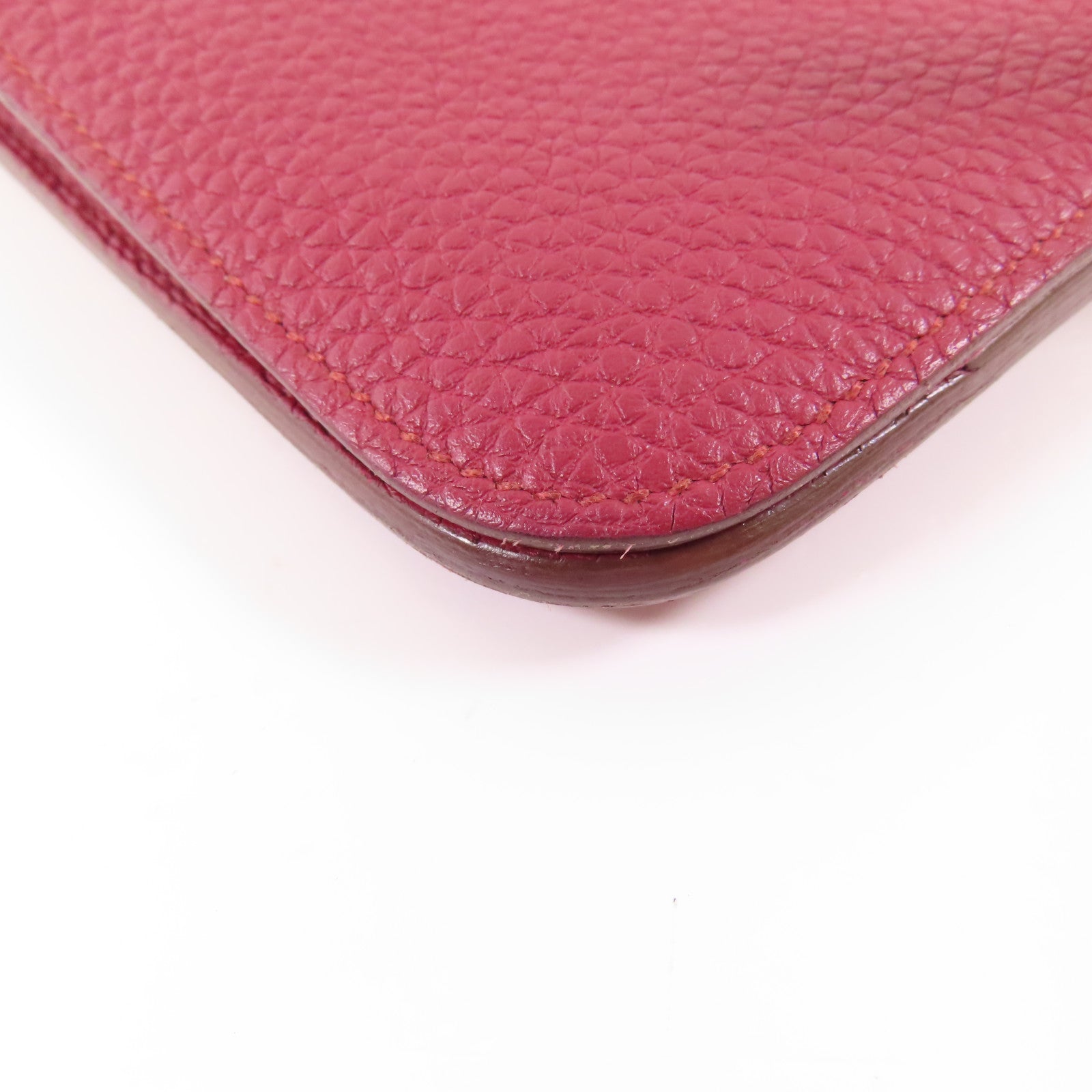 HERMES PHW Dogon GM Long Wallet Clemence Leather B5 Rubis