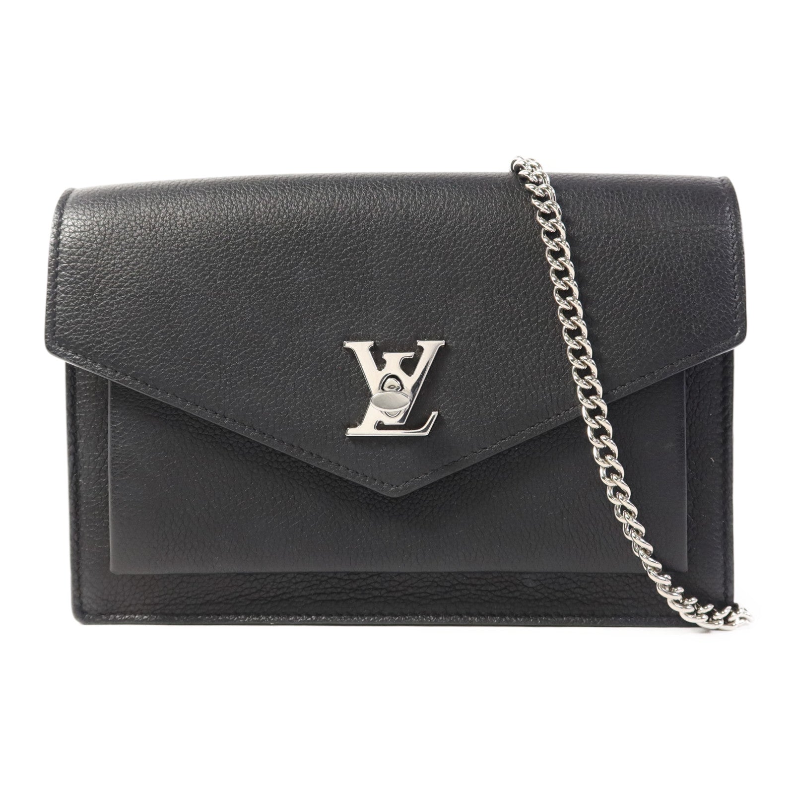 LOUIS VUITTON 牛皮皮革Mylockme銀扣鏈帶肩背袋