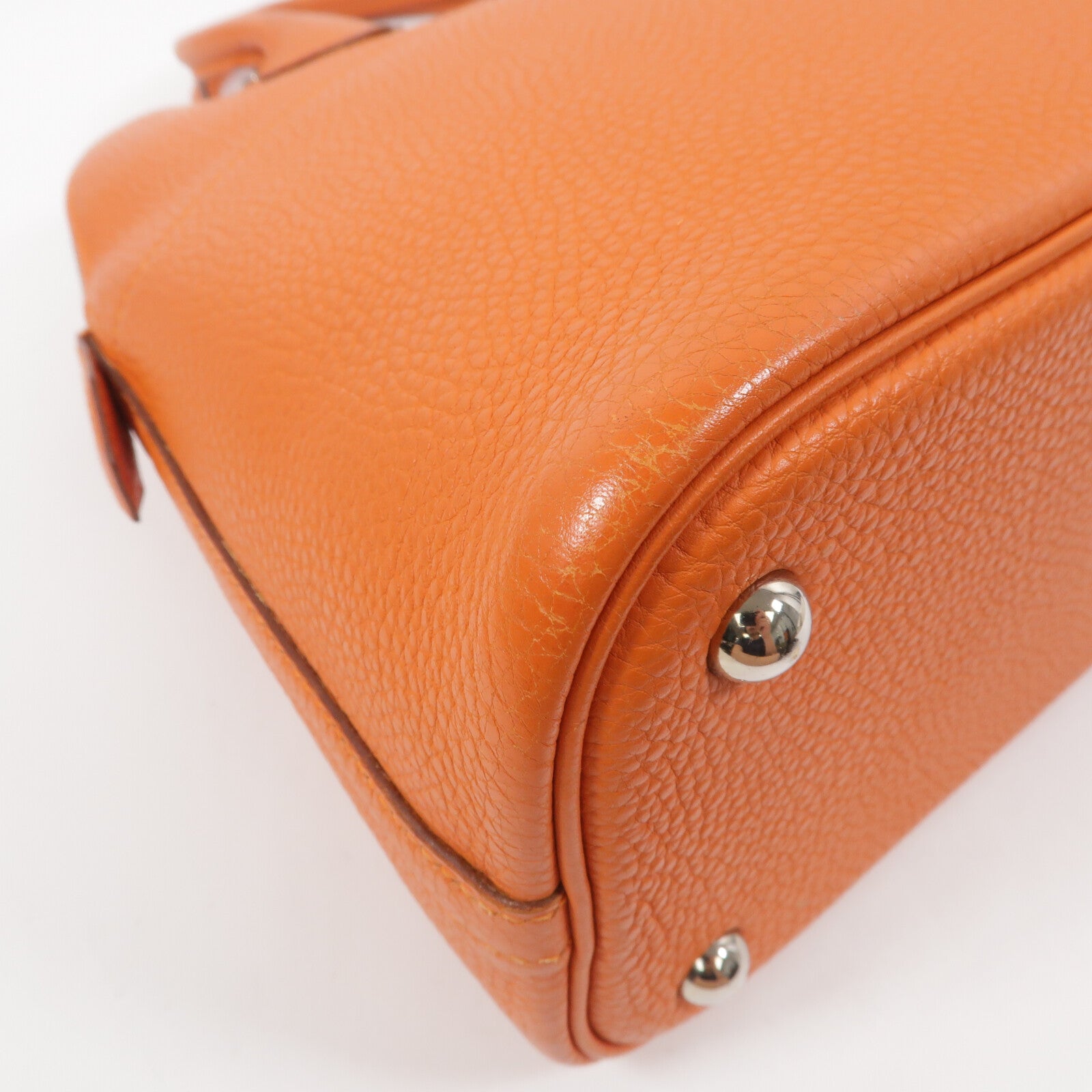 HERMES Clemence皮革Bolide 31手挽袋Orange