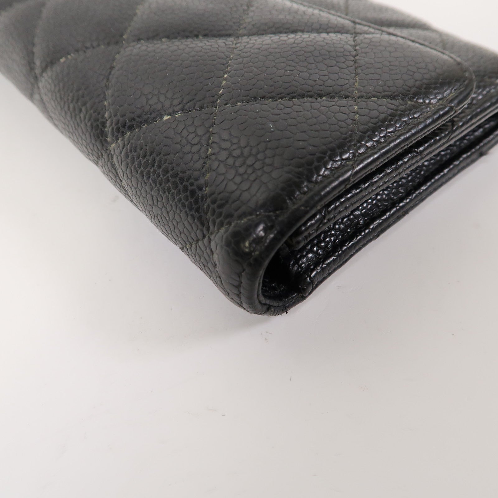 CHANEL Caviar皮革Long Wallet金扣長錢包黑色