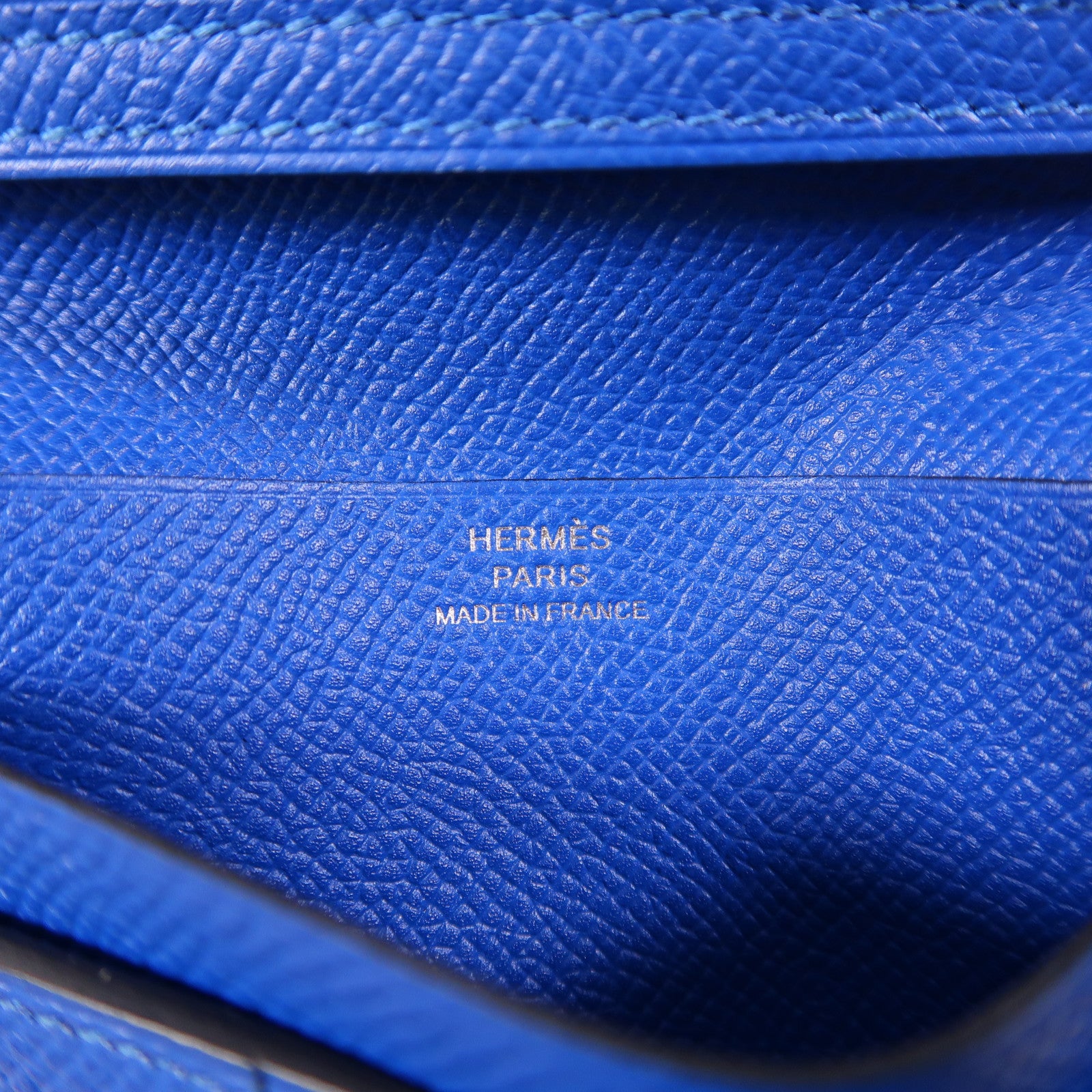 HERMES Epsom皮革Bearn Wallet銀扣錢包Deep Bleu/Bleu Electrique