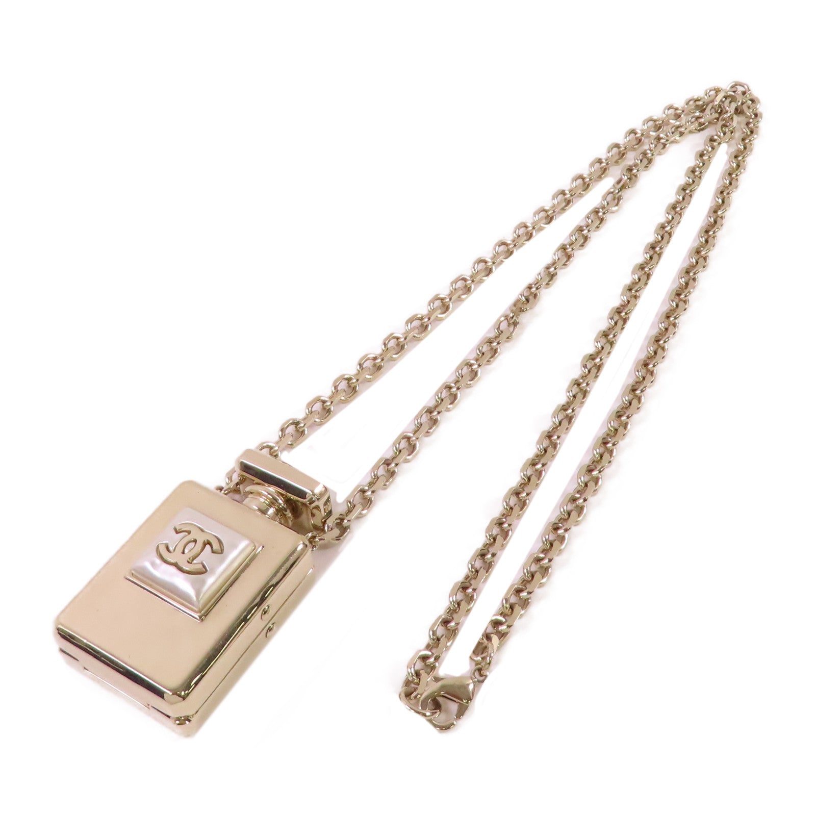 CHANEL 金屬/仿珍珠Coco Chanel Locket Necklace金扣項鏈金色