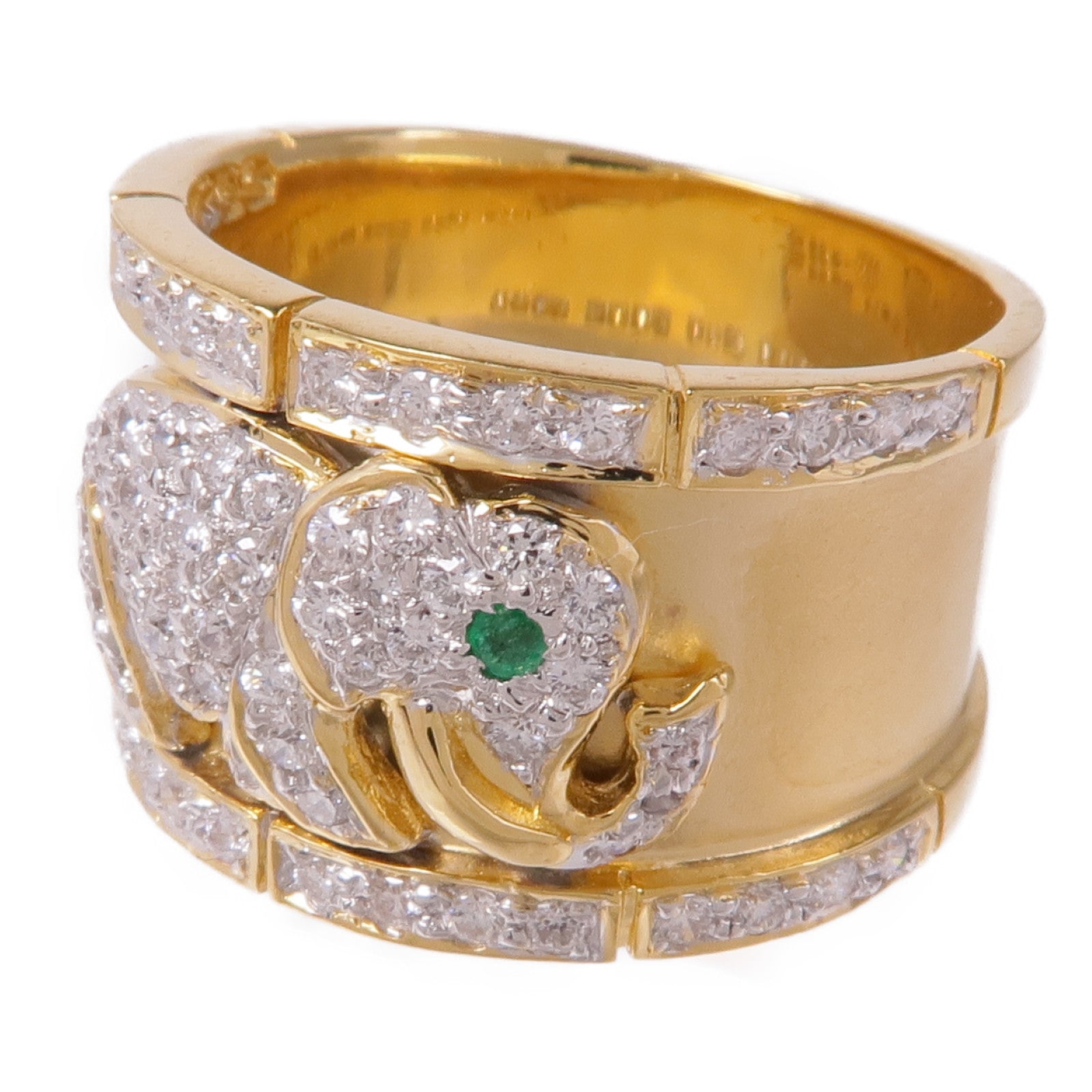 JEWELRY 18K黃金/Emerald Diamond Ring綠寶石/鑽石戒指US#5.5