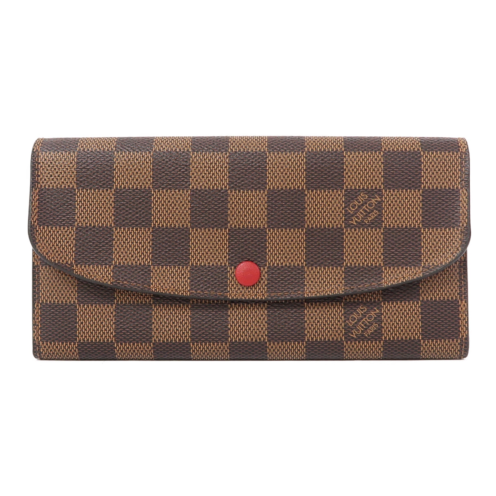 LOUIS VUITTON Damier Ebene Emilie Wallet金扣長錢包啡色