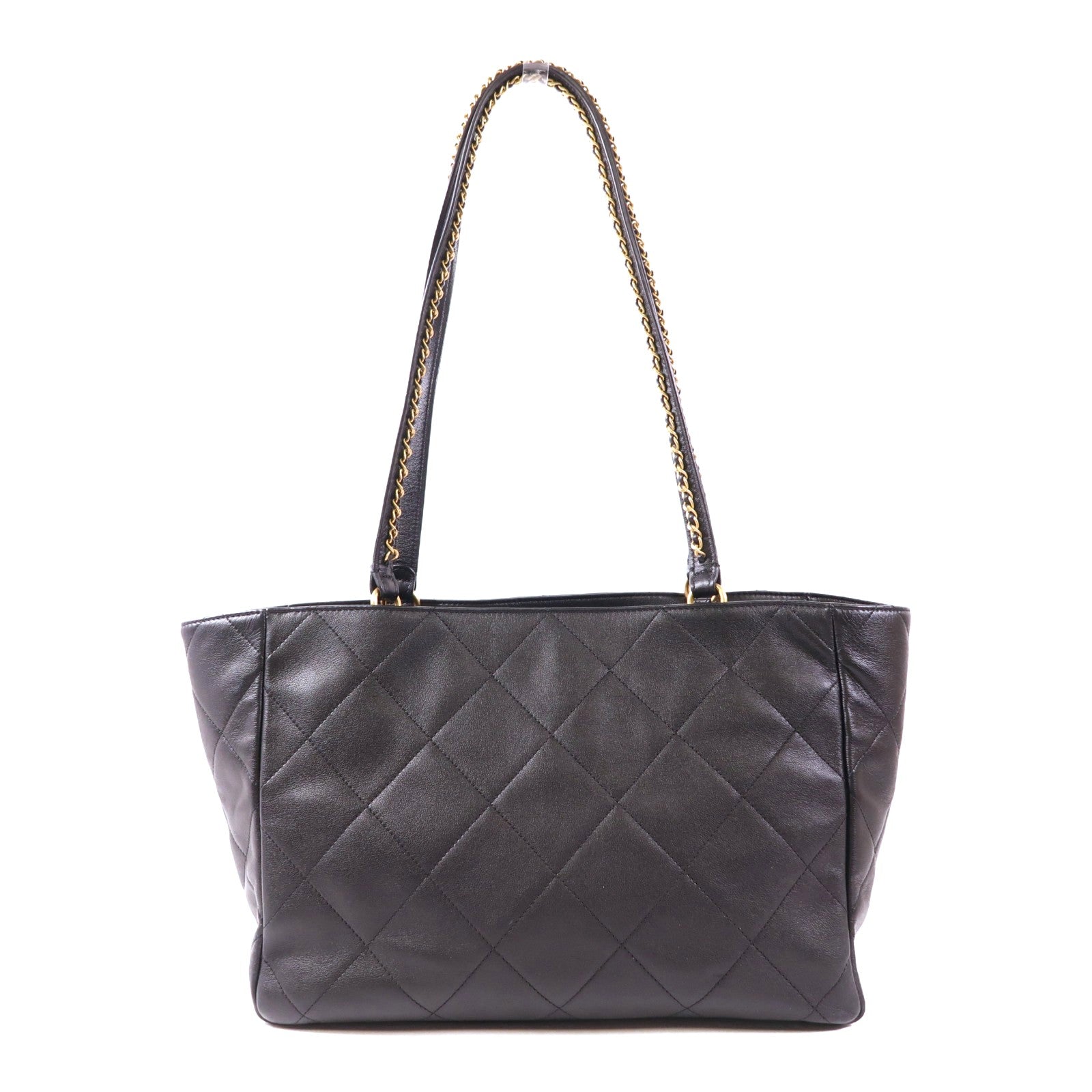 CHANEL CC GHW Tote Bag Shoulder Bag AS3537 Calfskin Leather Black