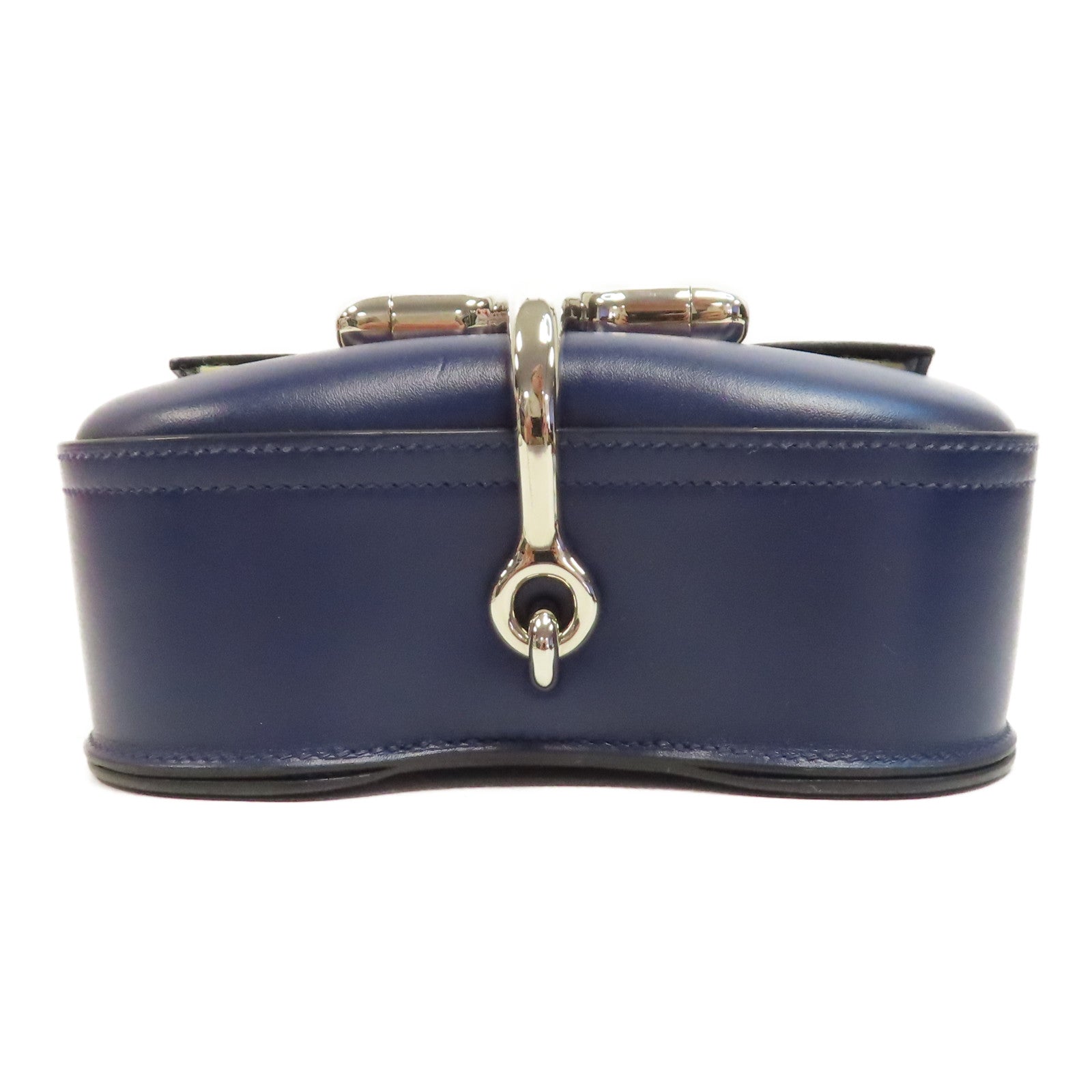 HERMES 【激減優惠】Tadelakt皮革Della Cavalleria Mini銀扣肩背袋Bleu Saphir/藍色