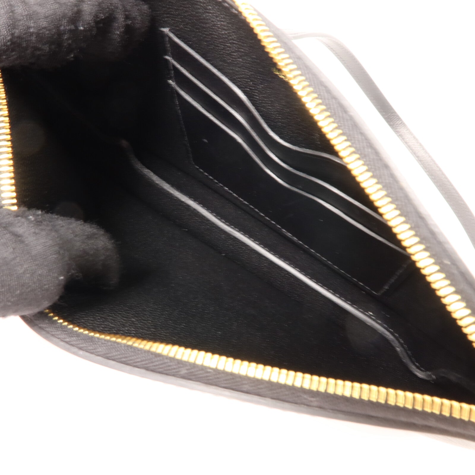 HERMES Evergrain皮革Zipengo Chaine d'Ancre To Go Pouch肩背袋Noir