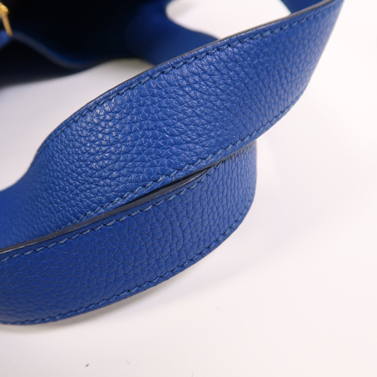 HERMES Clemence皮革Picotin MM金扣手挽袋Bleu France