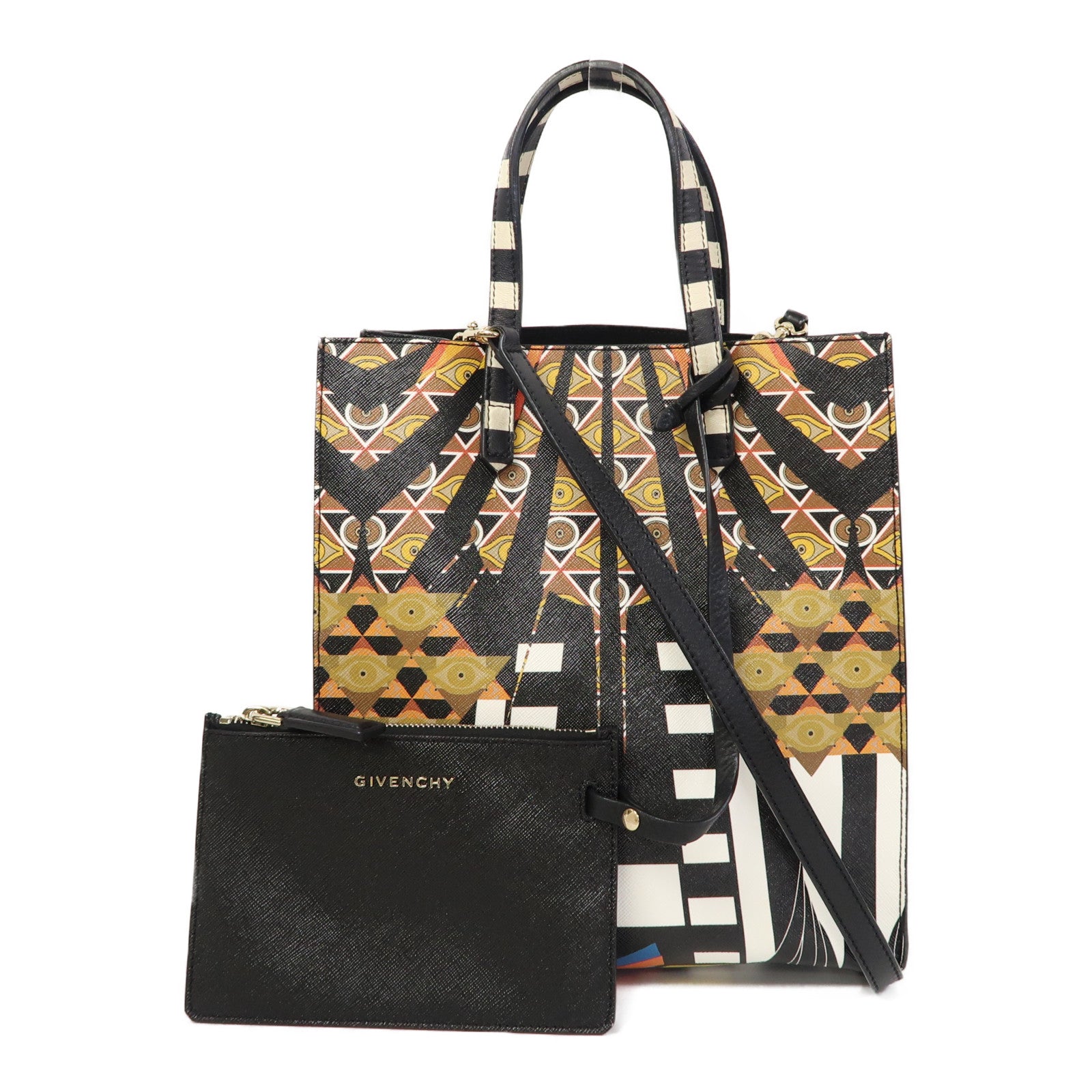 GIVENCHY 【激減優惠】塗層帆布Stargate Egyptian Tote Bag金扣手挽肩背兩用袋黑色/啡色