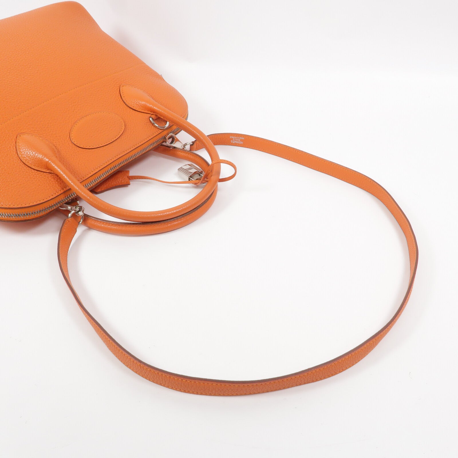 HERMES Clemence皮革Bolide 31手挽袋Orange