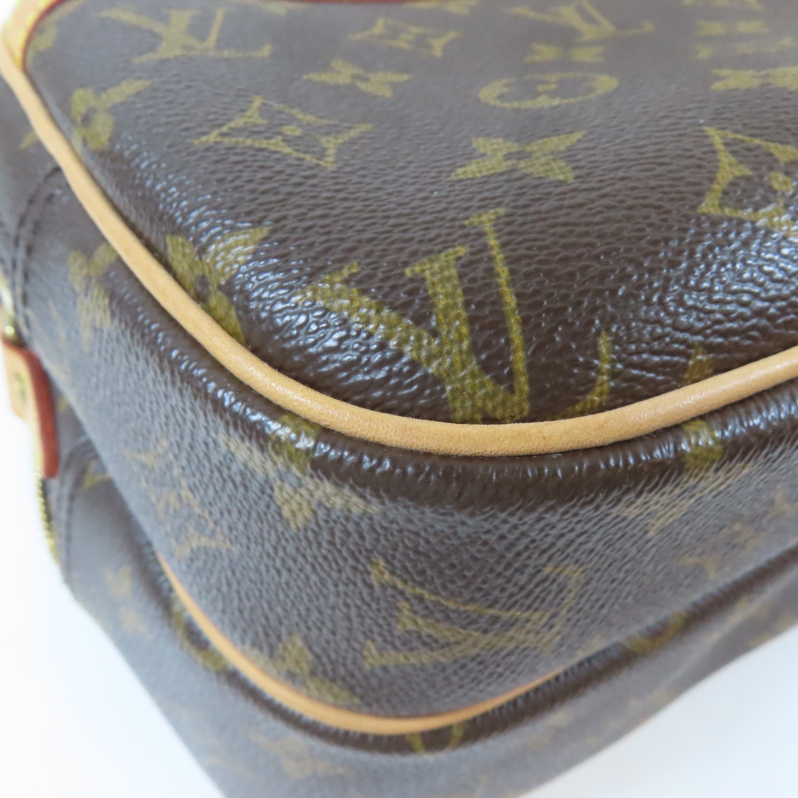 LOUIS VUITTON Monogram Reporter PM金扣肩背袋啡色