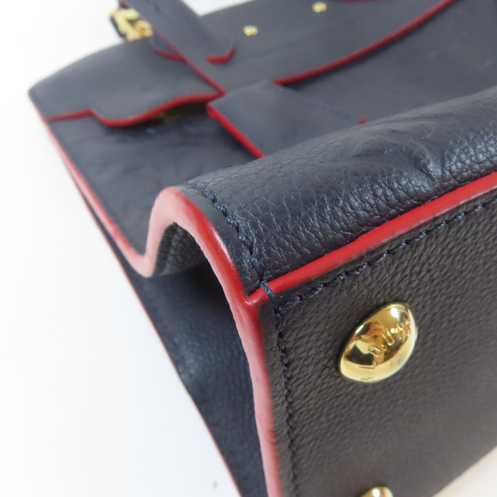 LOUIS VUITTON Monogram Empreinte Pont Neuf MM金扣手挽肩背兩用袋深藍色