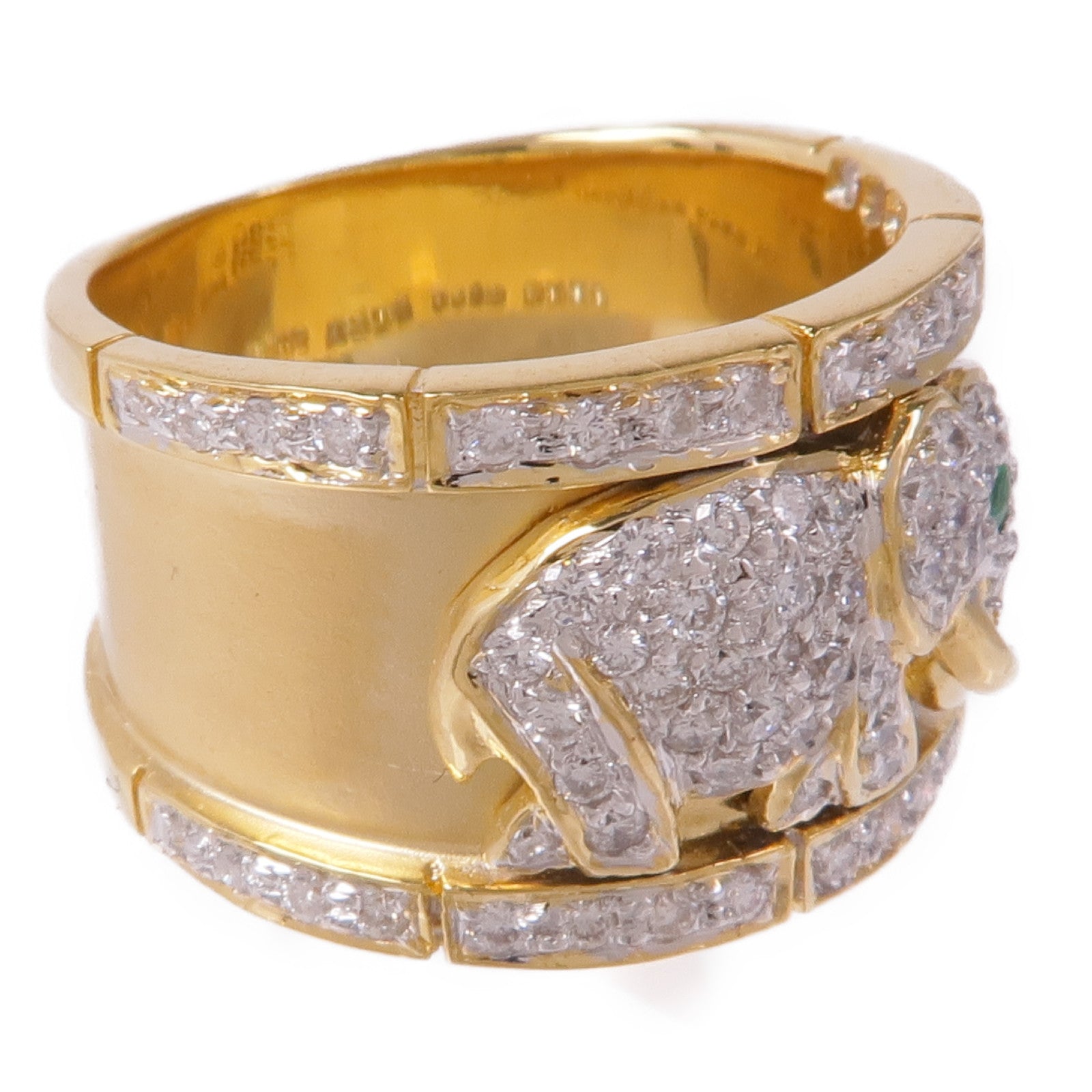 JEWELRY 18K黃金/Emerald Diamond Ring綠寶石/鑽石戒指US#5.5