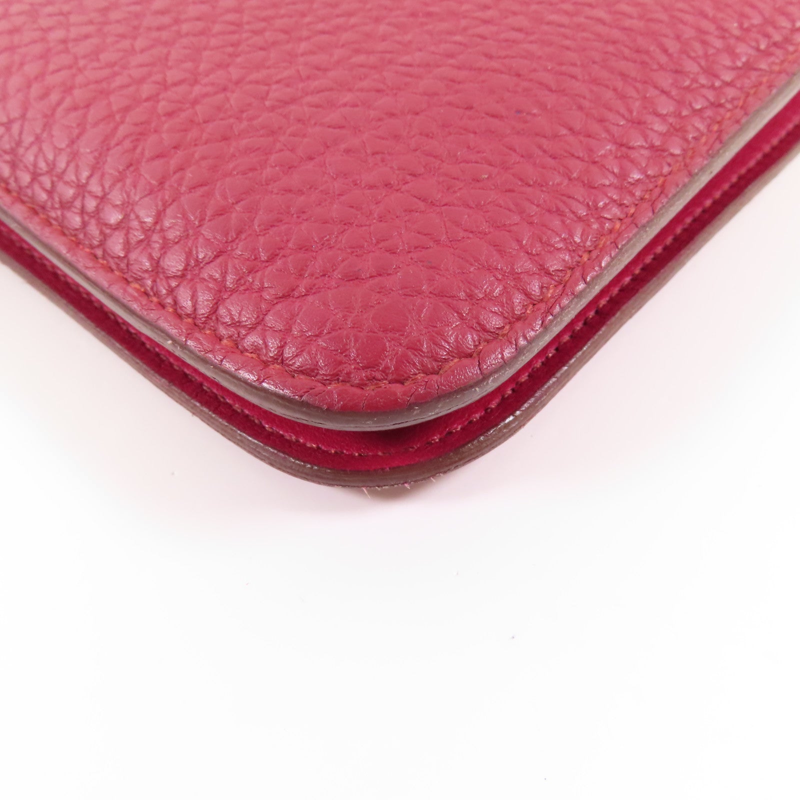 HERMES PHW Dogon GM Long Wallet Clemence Leather B5 Rubis