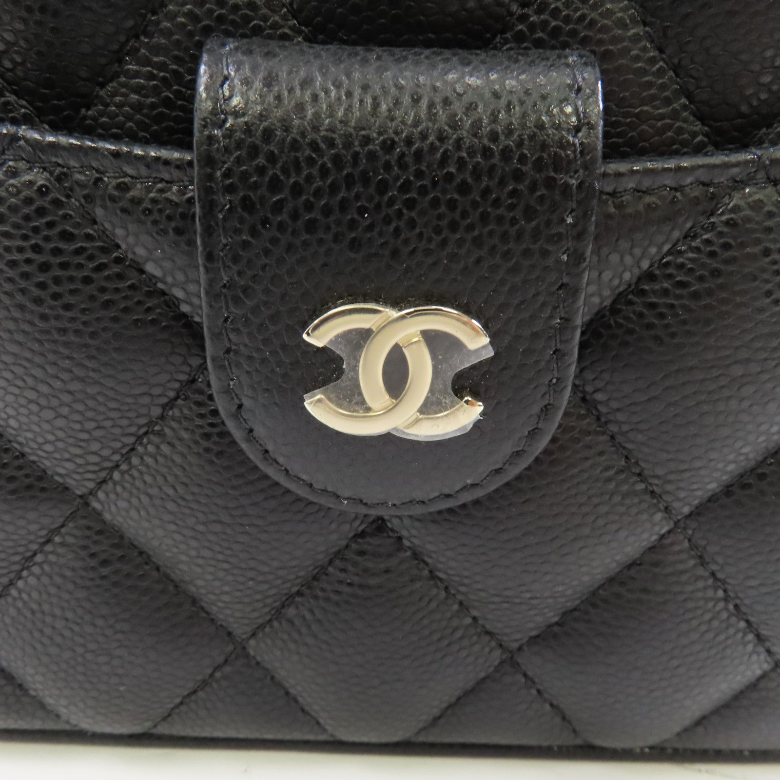CHANEL 菱格牛皮皮革Chain Shoulder金扣鏈帶肩背袋黑色