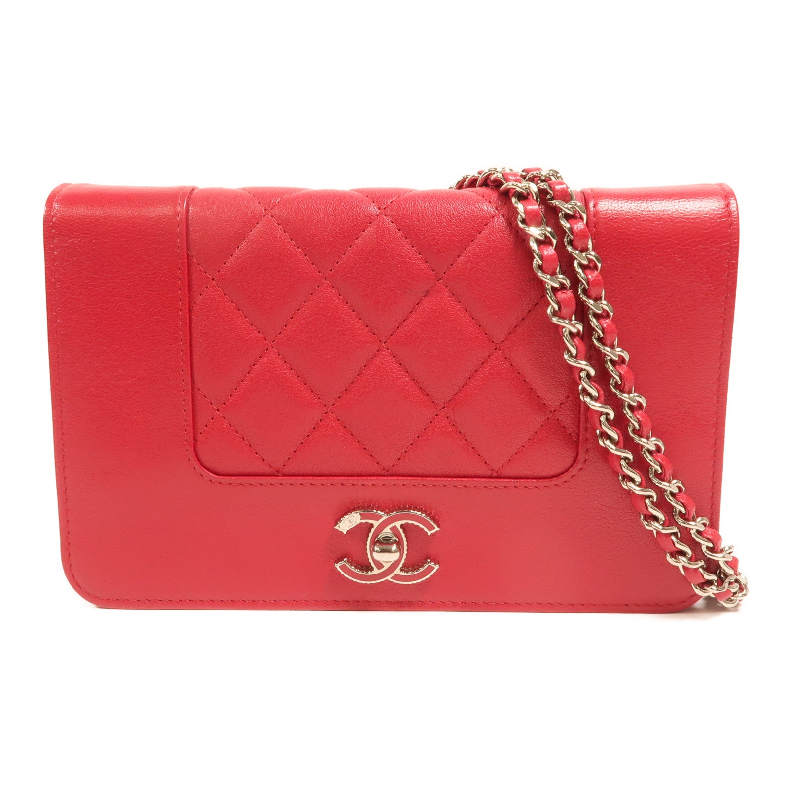 CHANEL 牛皮皮革WOC Wallet On Chain銀扣鏈帶肩背袋