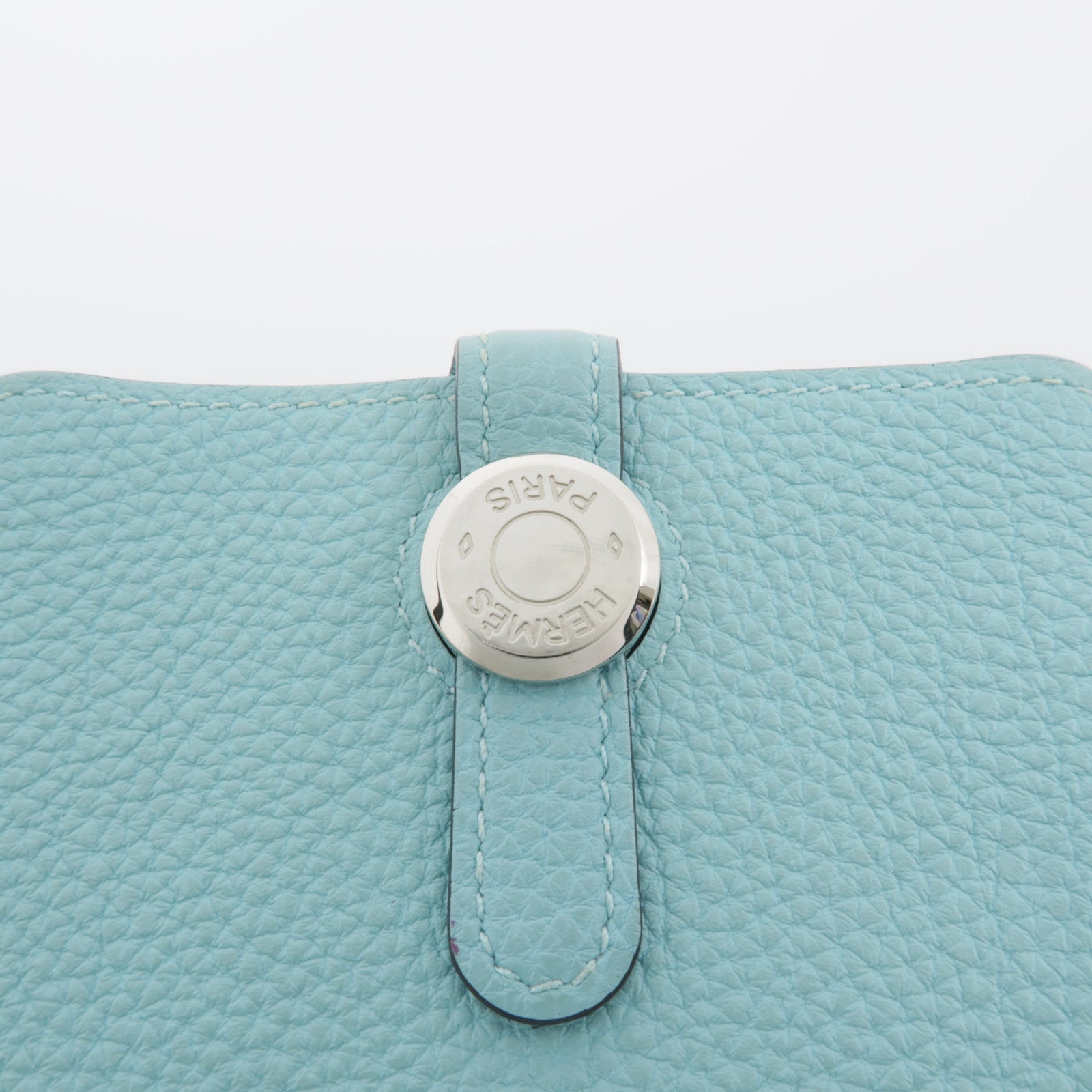 HERMES Togo皮革Dogon Card Case銀扣卡片套淺藍色