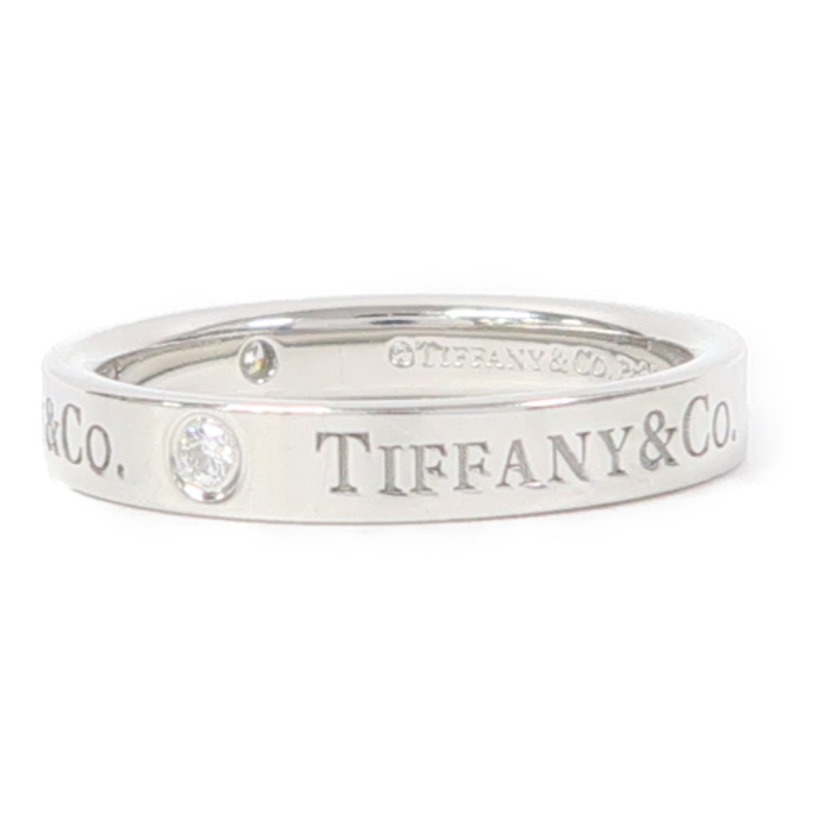 TIFFANY＆CO PT950鉑金Band Ring 3 Diamond戒指US#5.5