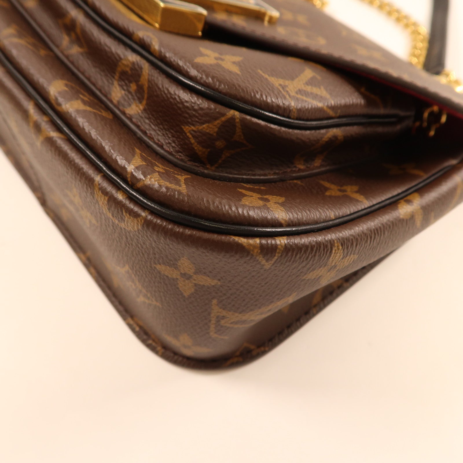 LOUIS VUITTON Monogram Passy金扣鏈帶肩背袋啡色