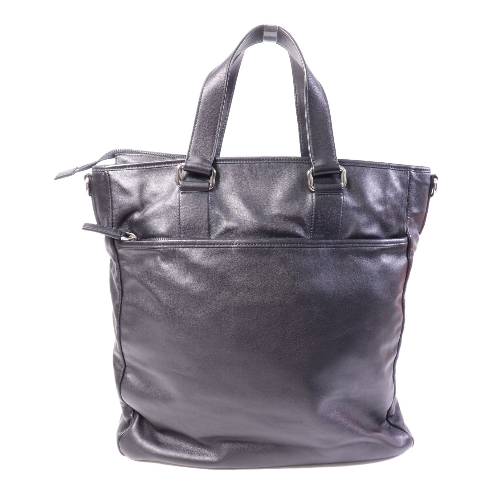 PRADA 牛皮皮革Vintage Handbag銀扣手挽肩背兩用袋