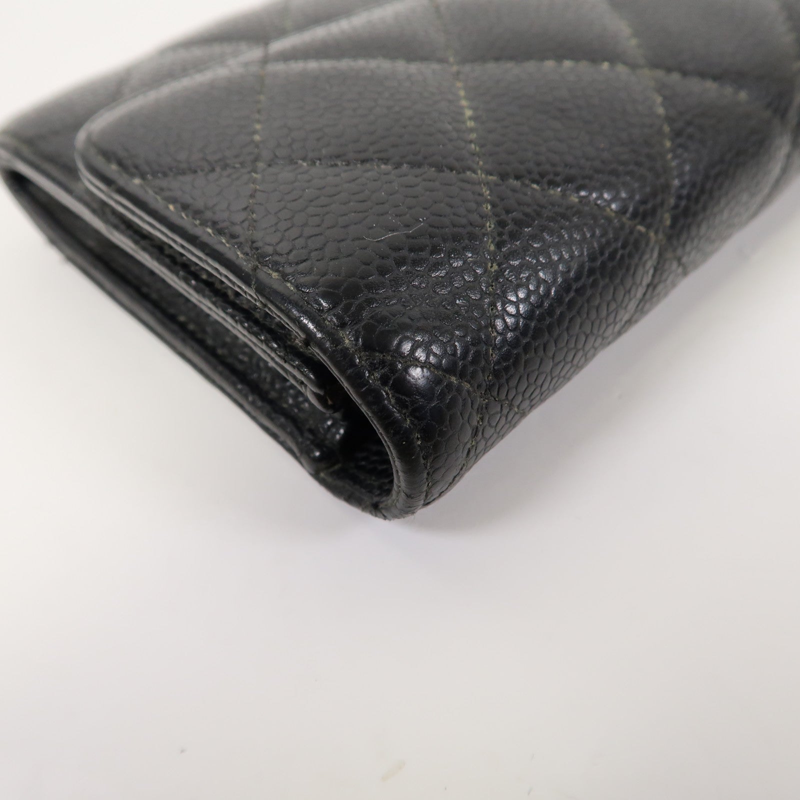 CHANEL Caviar皮革Long Wallet金扣長錢包黑色