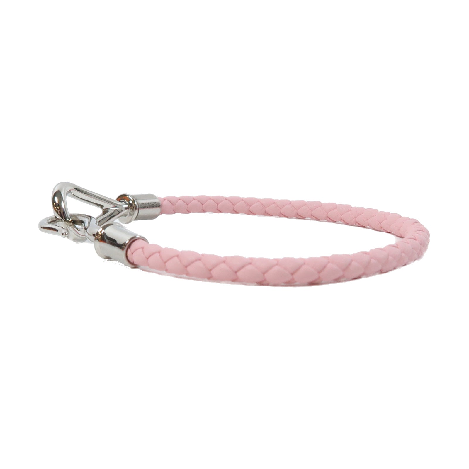 HERMES 皮革Jumbo H Bracelet銀扣手鐲櫻花粉色