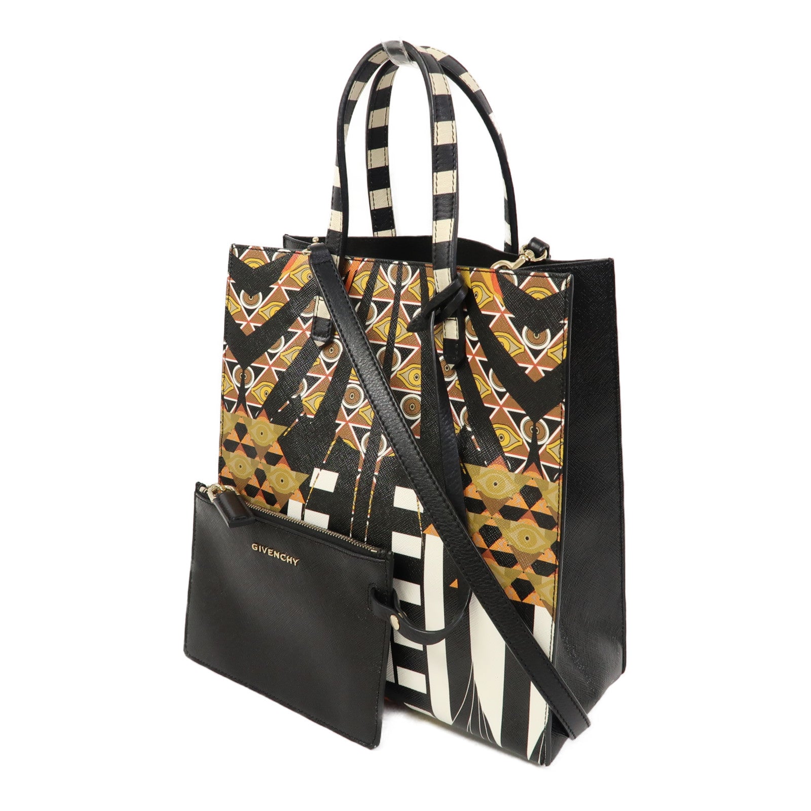 GIVENCHY 【激減優惠】塗層帆布Stargate Egyptian Tote Bag金扣手挽肩背兩用袋黑色/啡色