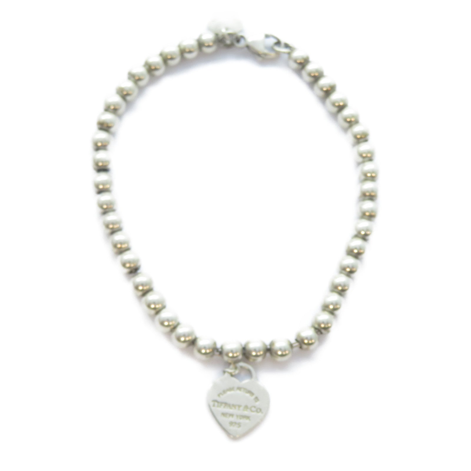 TIFFANY＆CO 925純銀Heart Tag Bead Bracelet手鏈
