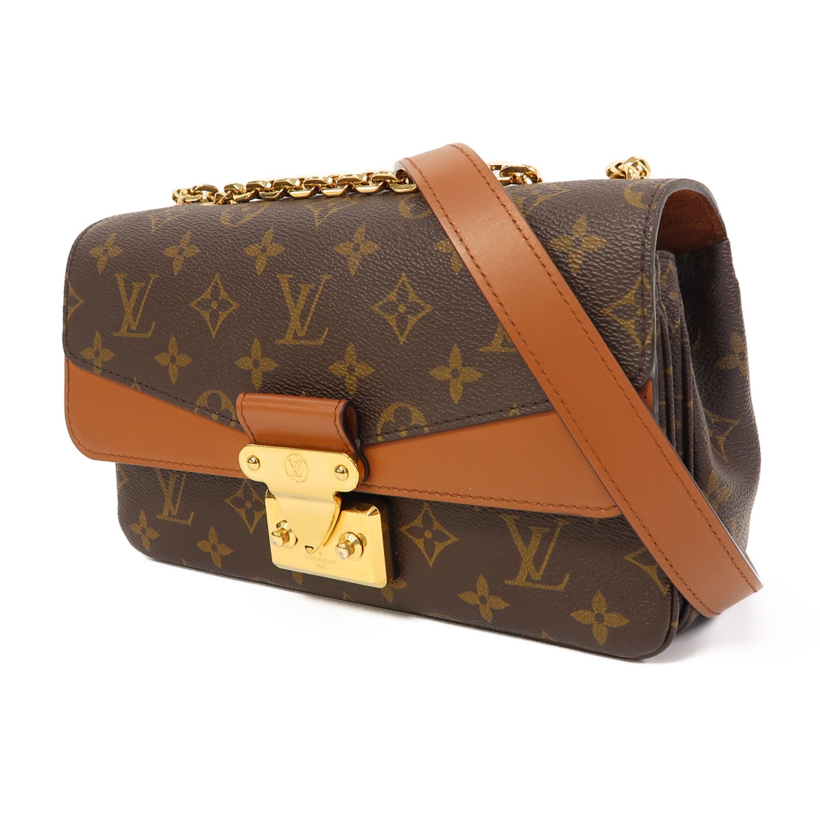 LOUIS VUITTON 【激減優惠】Monogram Marceau金扣鏈帶肩背袋啡色