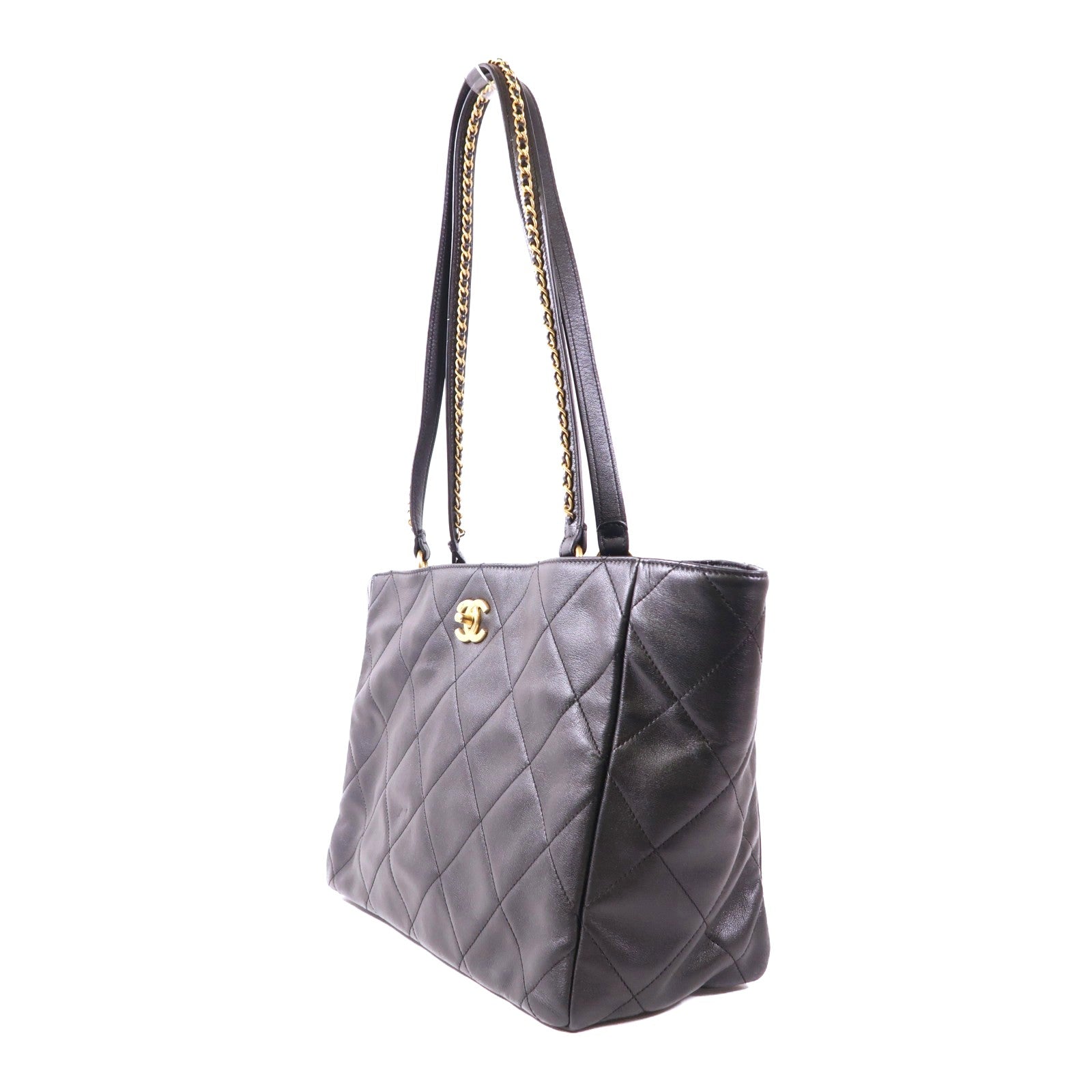 CHANEL CC GHW Tote Bag Shoulder Bag AS3537 Calfskin Leather Black