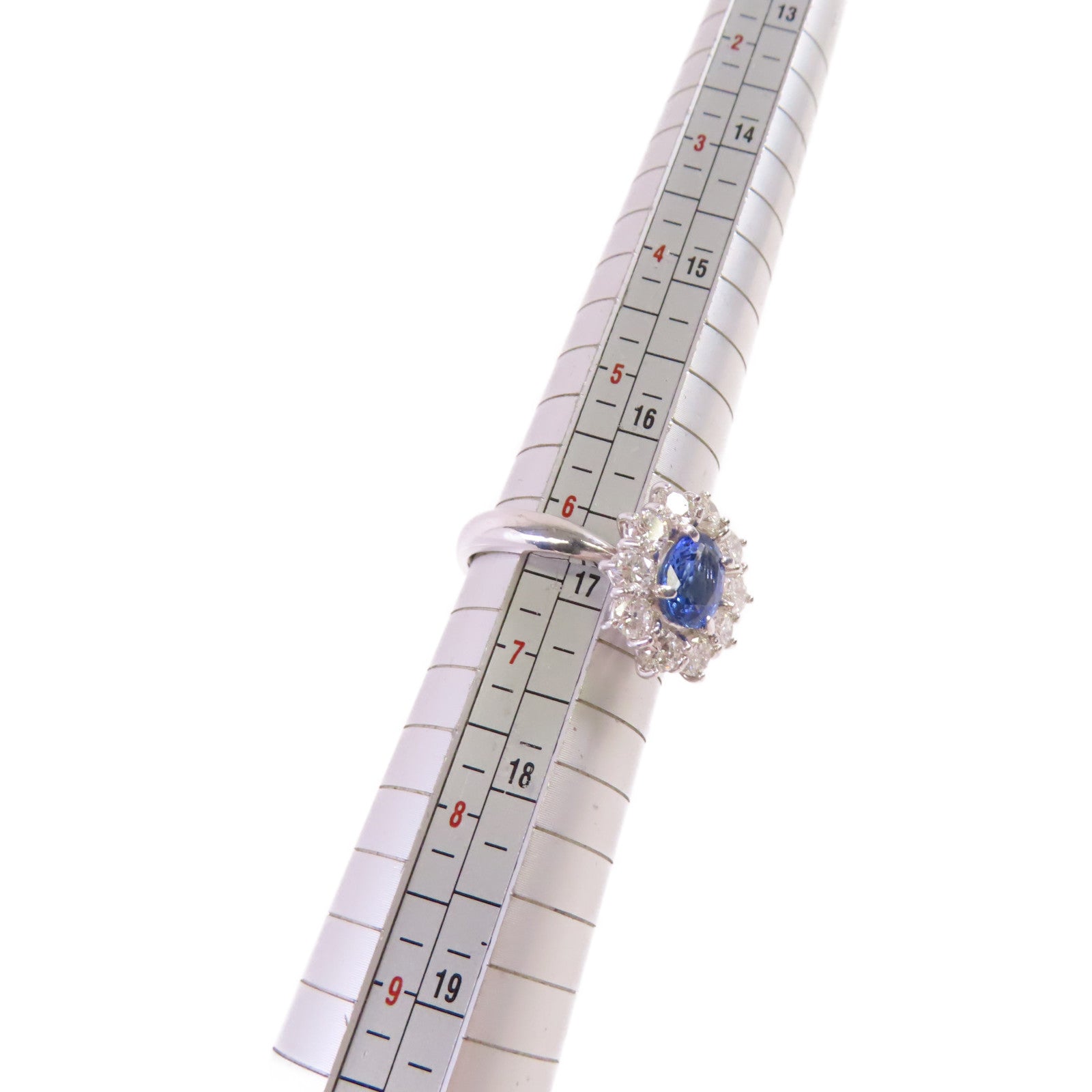 JEWELRY PT900鉑金/藍寶石/1.13ct鑽石Sapphire Diamond Ring戒指US#6.25