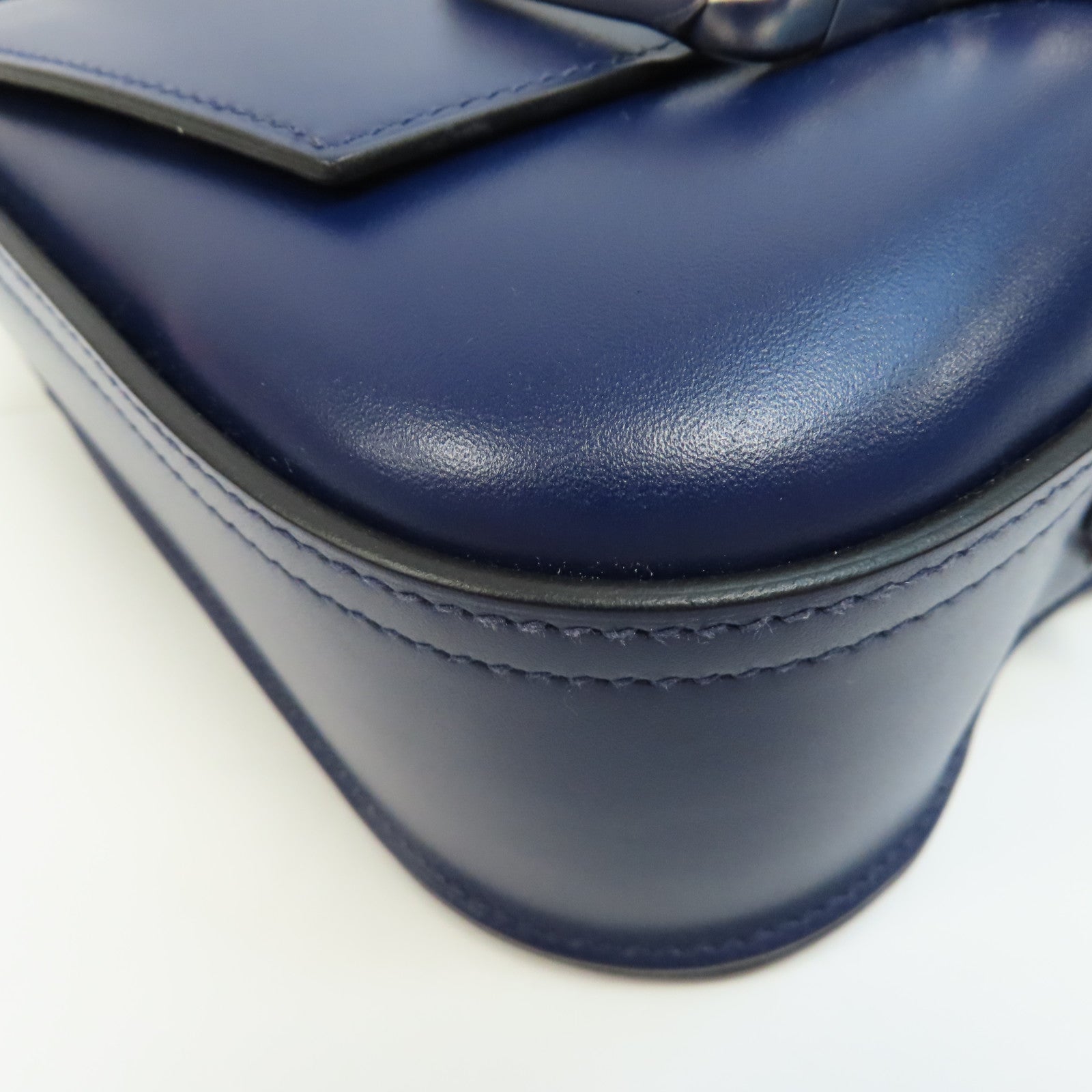 HERMES 【激減優惠】Tadelakt皮革Della Cavalleria Mini銀扣肩背袋Bleu Saphir/藍色