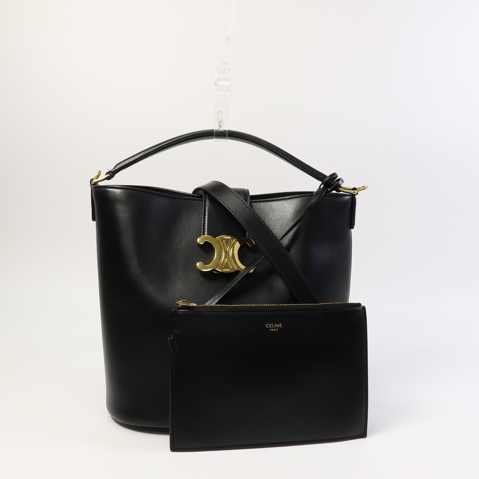 CELINE 牛皮皮革Louise Bucket Medium手挽肩背兩用袋