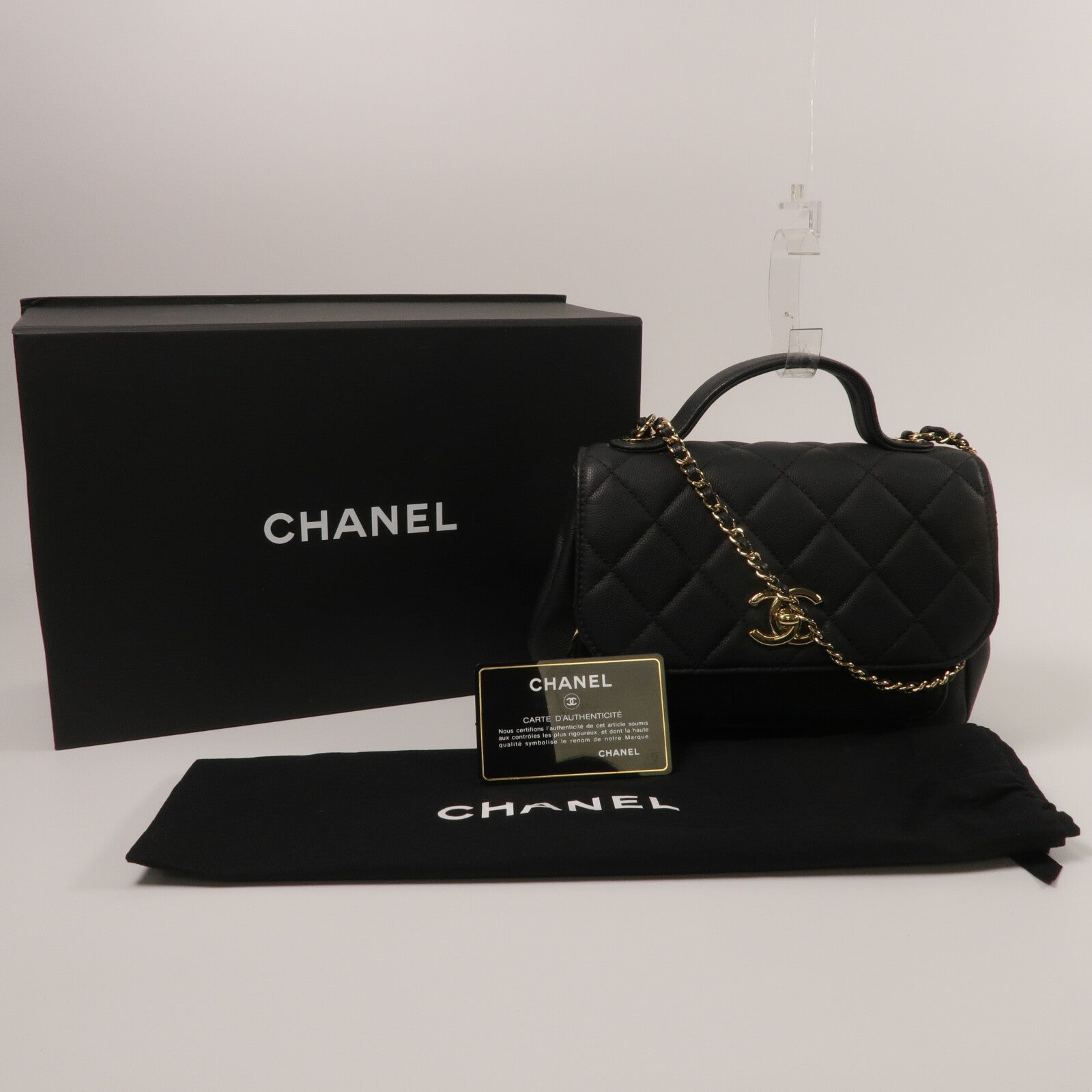 CHANEL 牛皮皮革Business Affinity鏈帶手挽肩背兩用袋