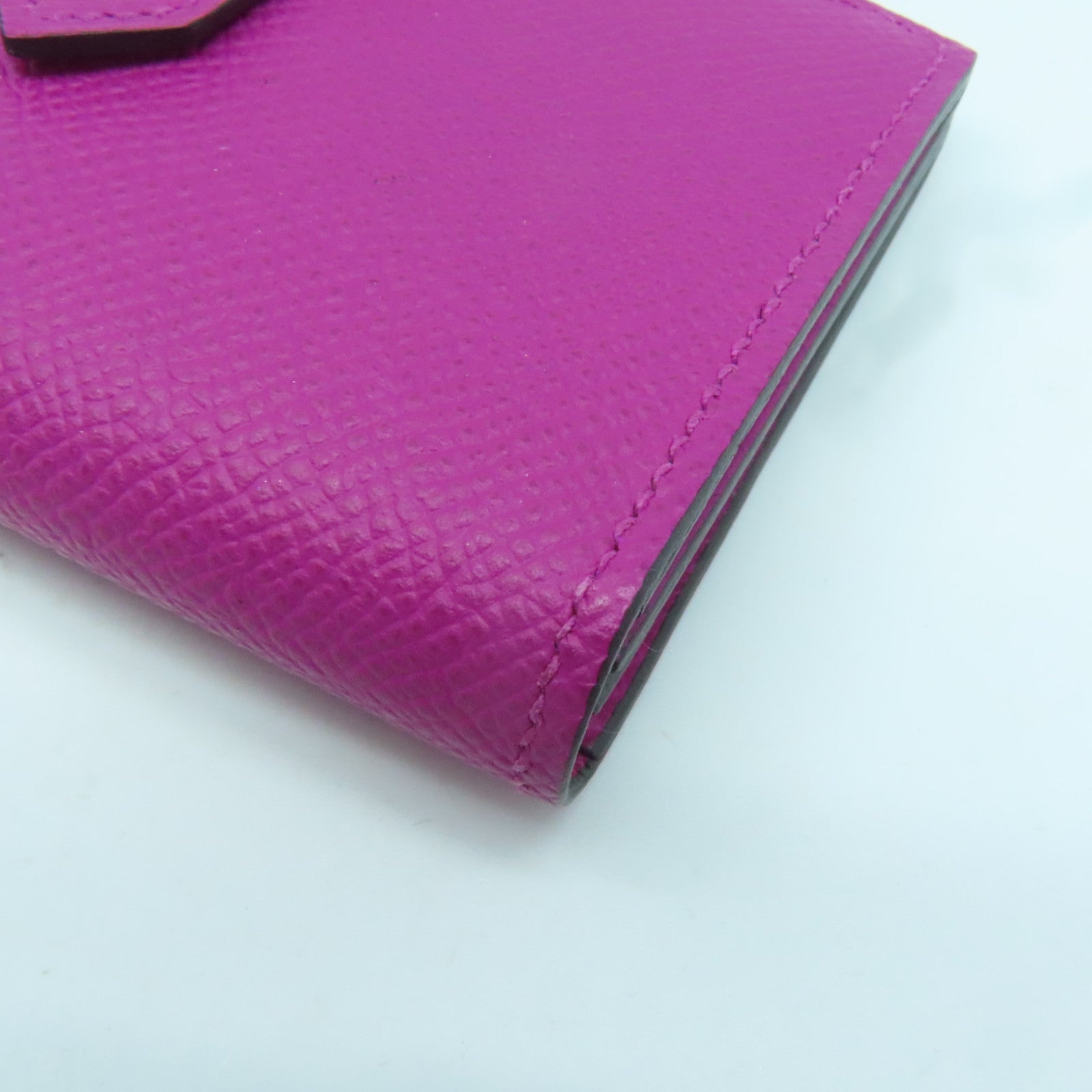 HERMES 【激減優惠】Epsom皮革Bearn Card Case銀扣卡片套Rose Pourpre玫瑰紫色