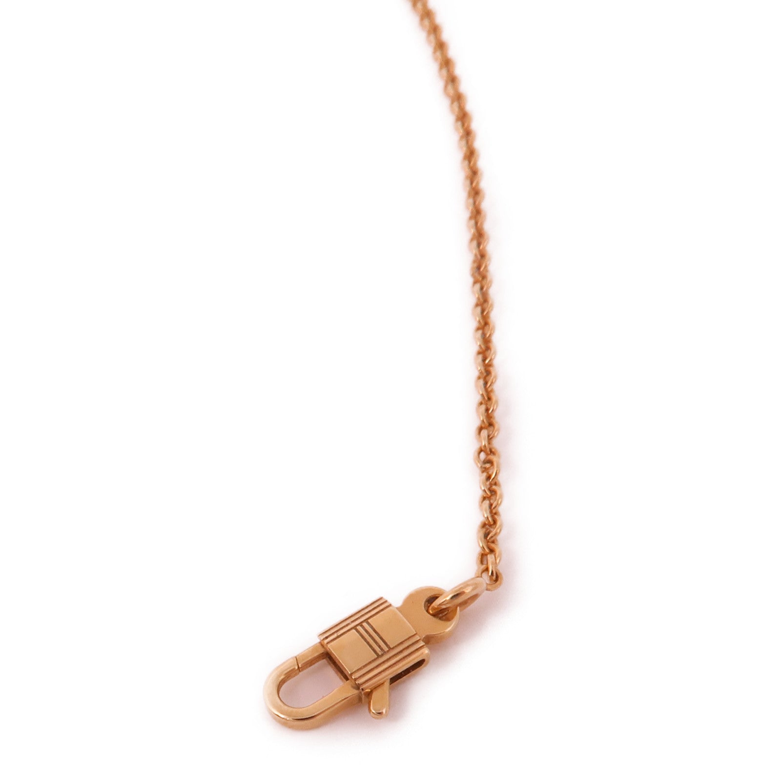 HERMES Kelly Amulettes Pendant Diamond Necklace 18K Rose Gold