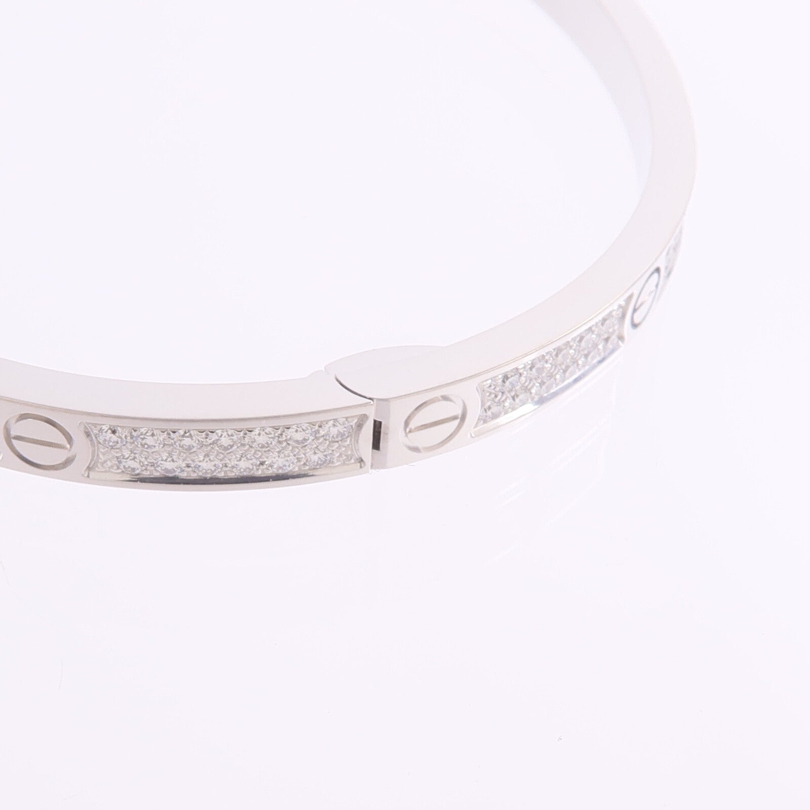 CARTIER 18K白金Love Bracelet Small Model Paved鑽石手鐲