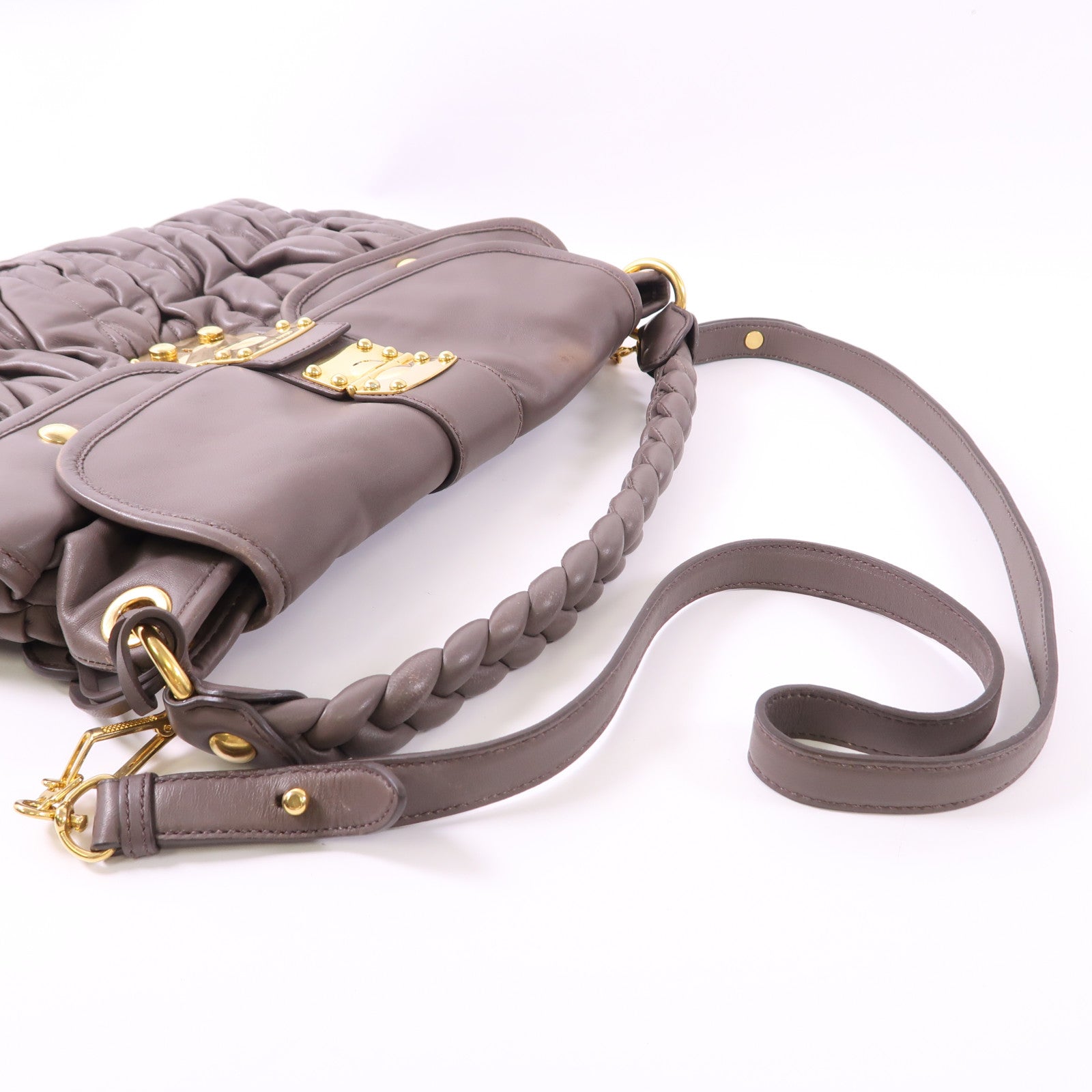 Miu Miu 羊皮皮革Shoulder Bag金扣手挽肩背兩用袋