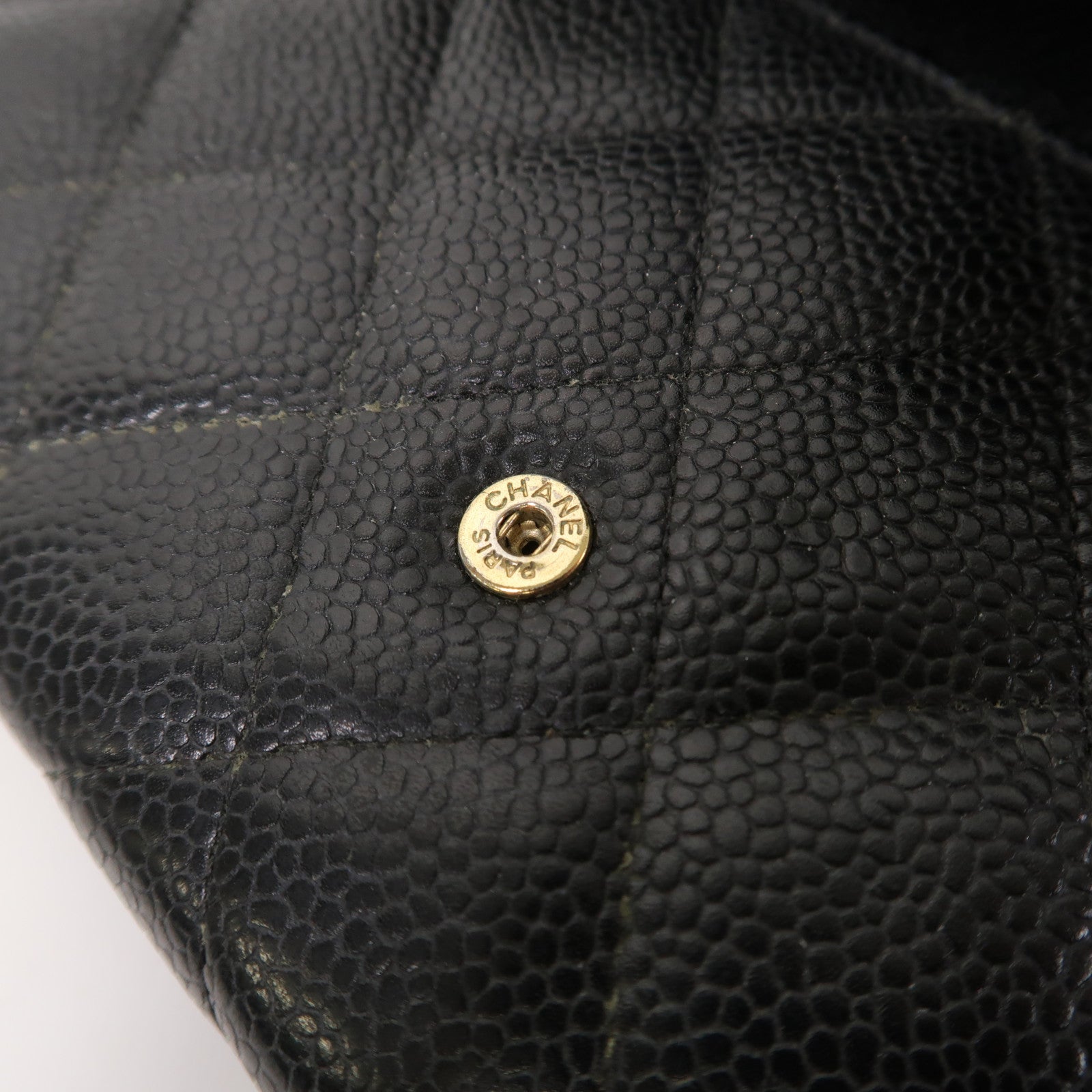 CHANEL Caviar皮革Long Wallet金扣長錢包黑色